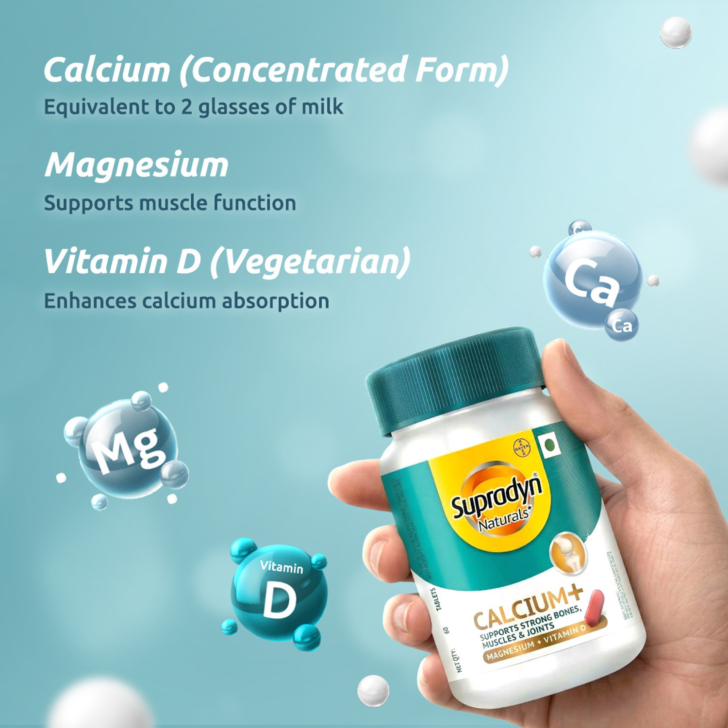 Image of Supradyn Naturals Calcium+ For Men and Women, 100% Vegetarian,For Stronger Bones & Health