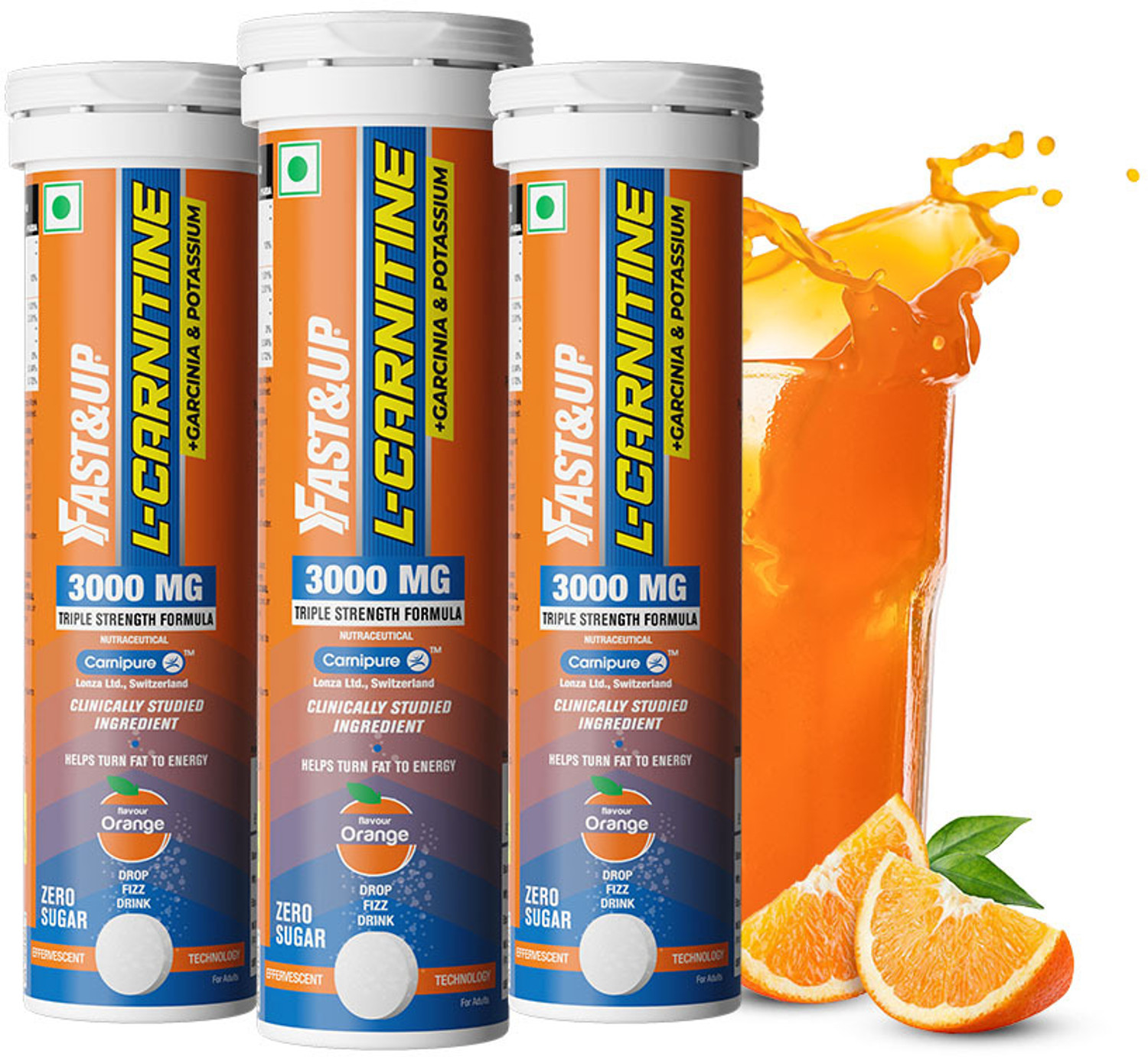 Image of FAST&UP L-CARNITINE 3000 MG - TRIPLE ACTION FORMULA FOR FASTER FAT BURN (Orange)