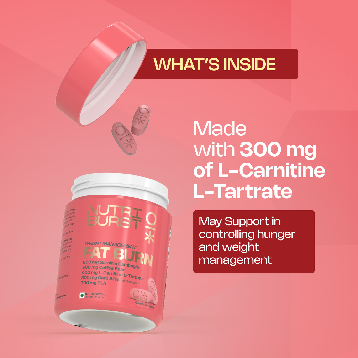 Image of Nutriburst Fat Burn Tablets Weight Management with Garcinia Green Coffee & Carnitine