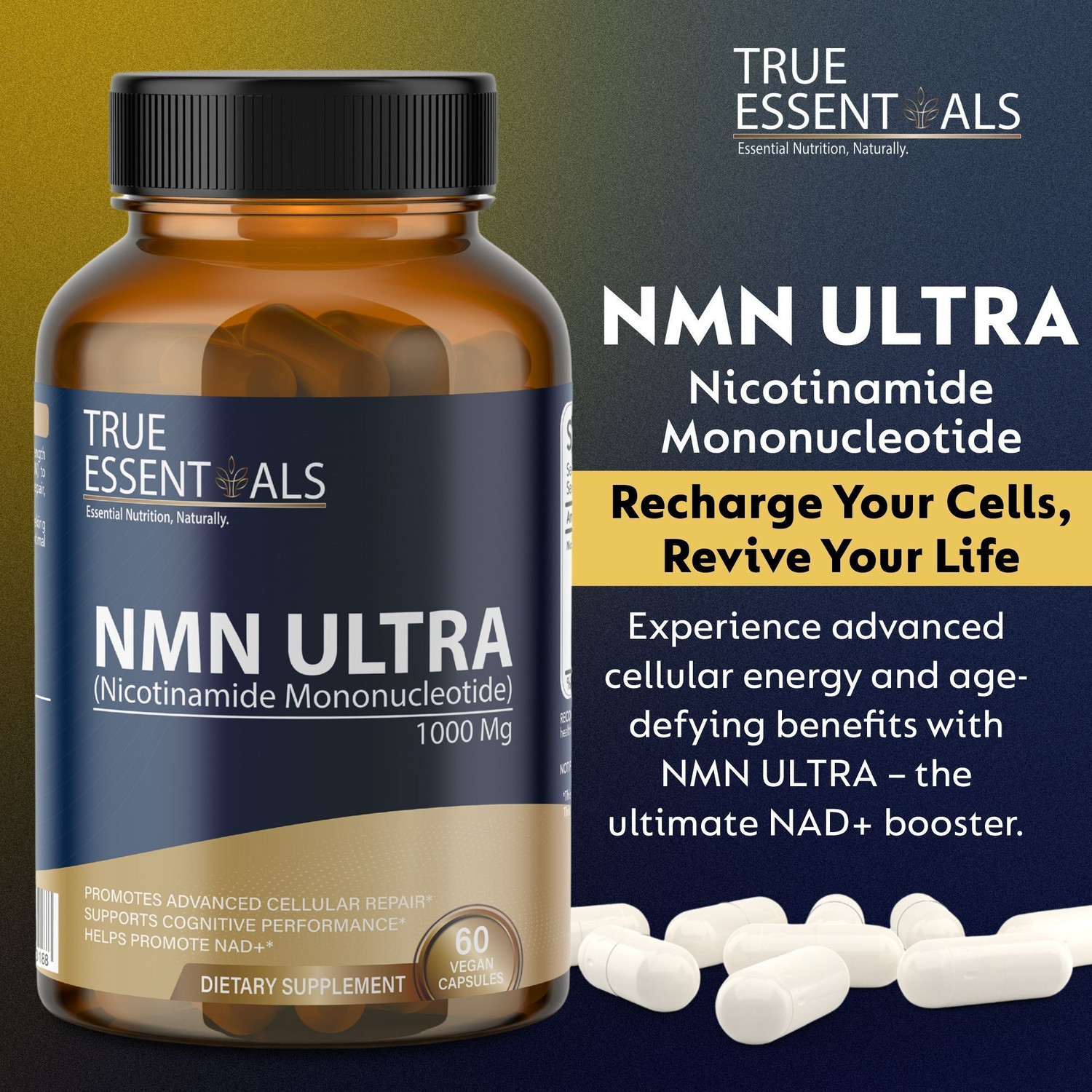Image of TRUE ESSENTIALS NMN Supplement 1000mg For Anti-Aging & Immune Support