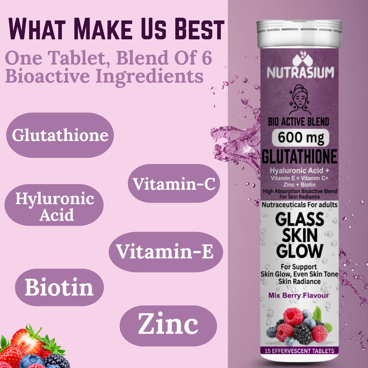 NUTRASIUM Glutathione Tablet for Skin Glow & Even Skin tone, For Reduce  Pigmentation