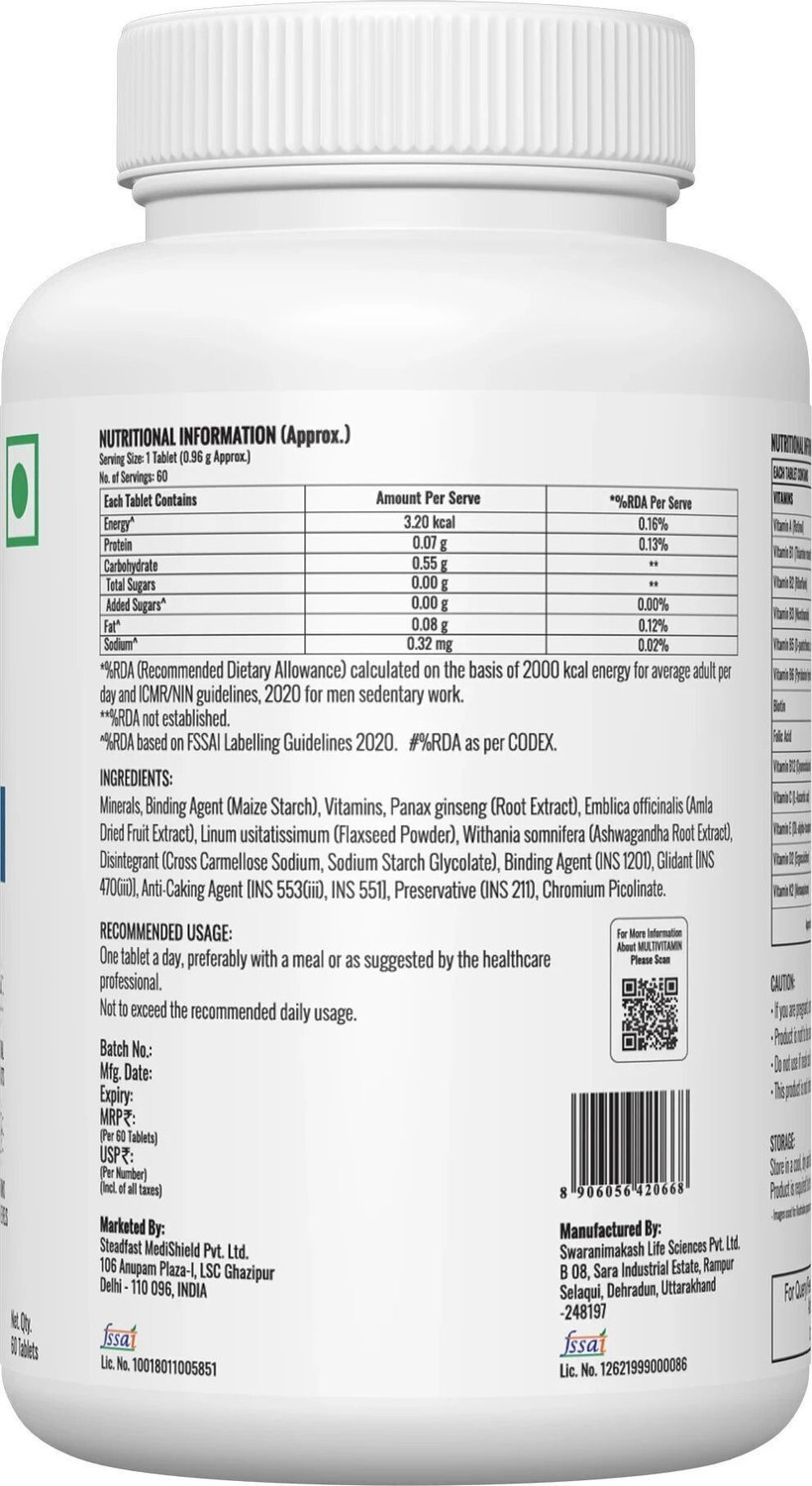 Image of Steadfast NUTRITION Multivitamin for Men & Women, 13 Vitamins, 9 Minerals, Omega 3 Fatty Acids