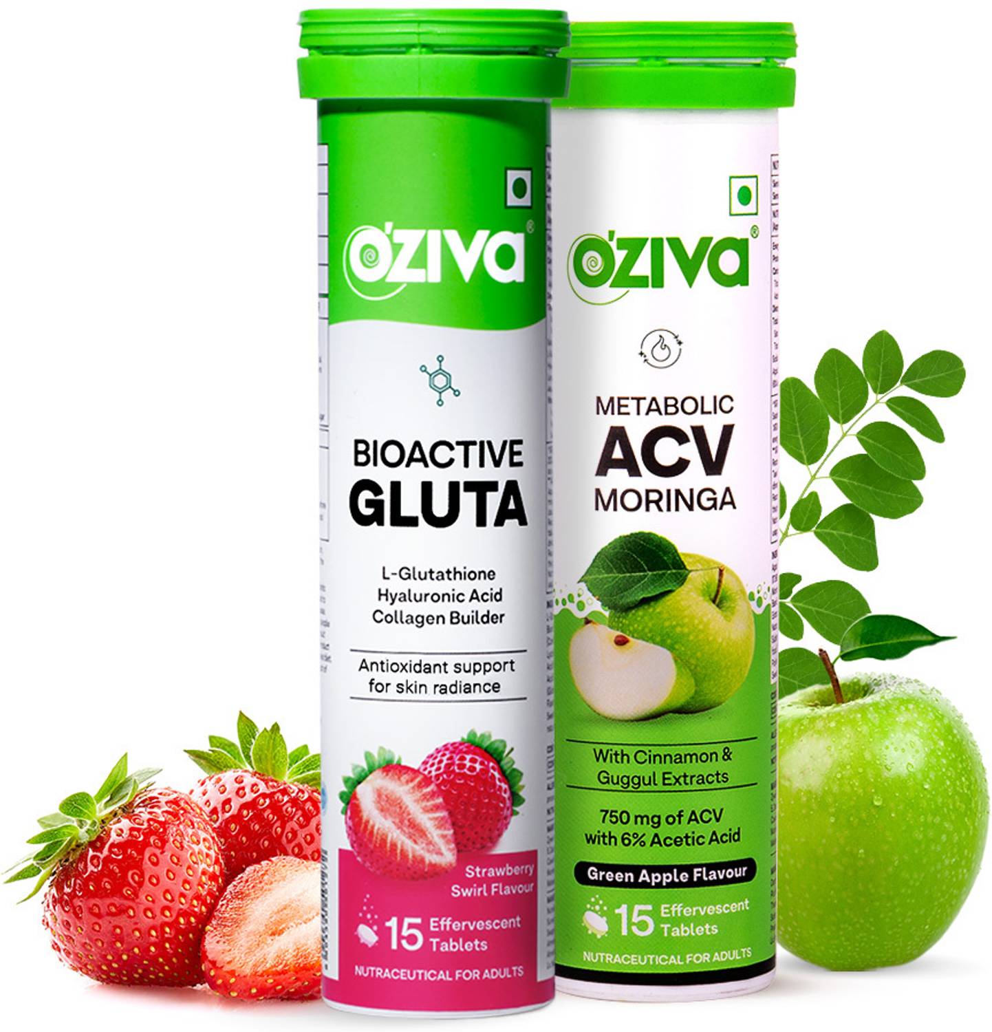 OZiva Bioactive Gluta Fizzy (Strawberry) & ACV Moringa(Green Apple)To  Control Cravings Price in India - Buy OZiva Bioactive Gluta Fizzy  (Strawberry) & ACV Moringa(Green Apple)To Control Cravings online at  Flipkart.com
