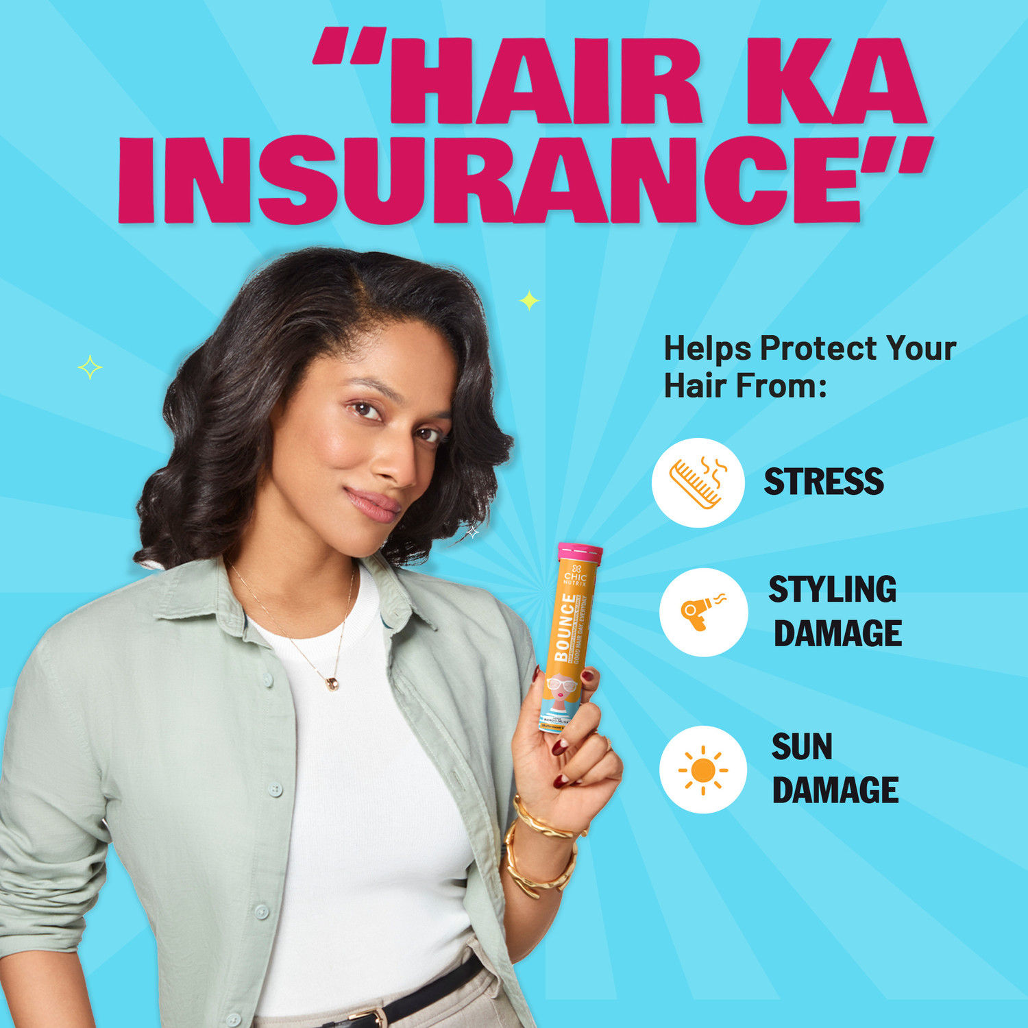 Image of Chicnutrix Bounce Biotin for Hair Growth with Selenium & Amino Acids - Mango Flavor