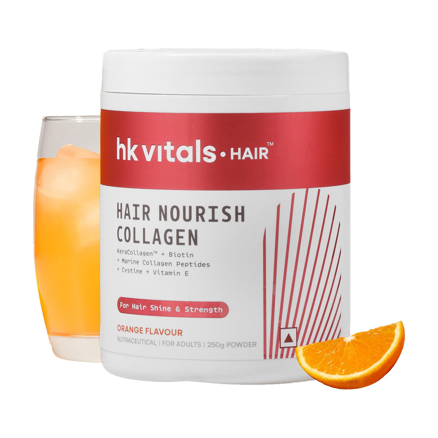Image of hk vitals Hair Nourish Collagen Powder, Orange | With KeraCollagen, Biotin