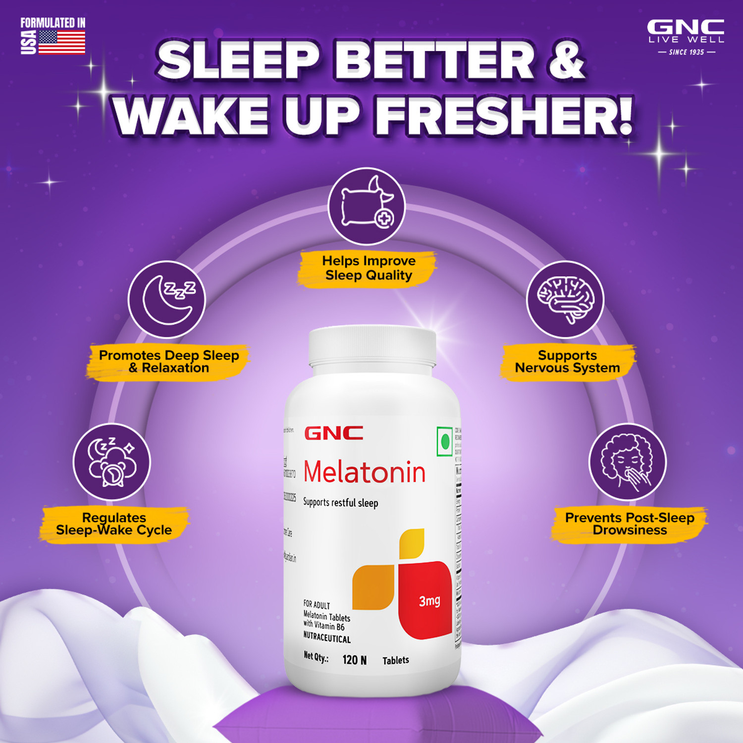 Image of GNC Melatonin Tablets With Vitamin B6