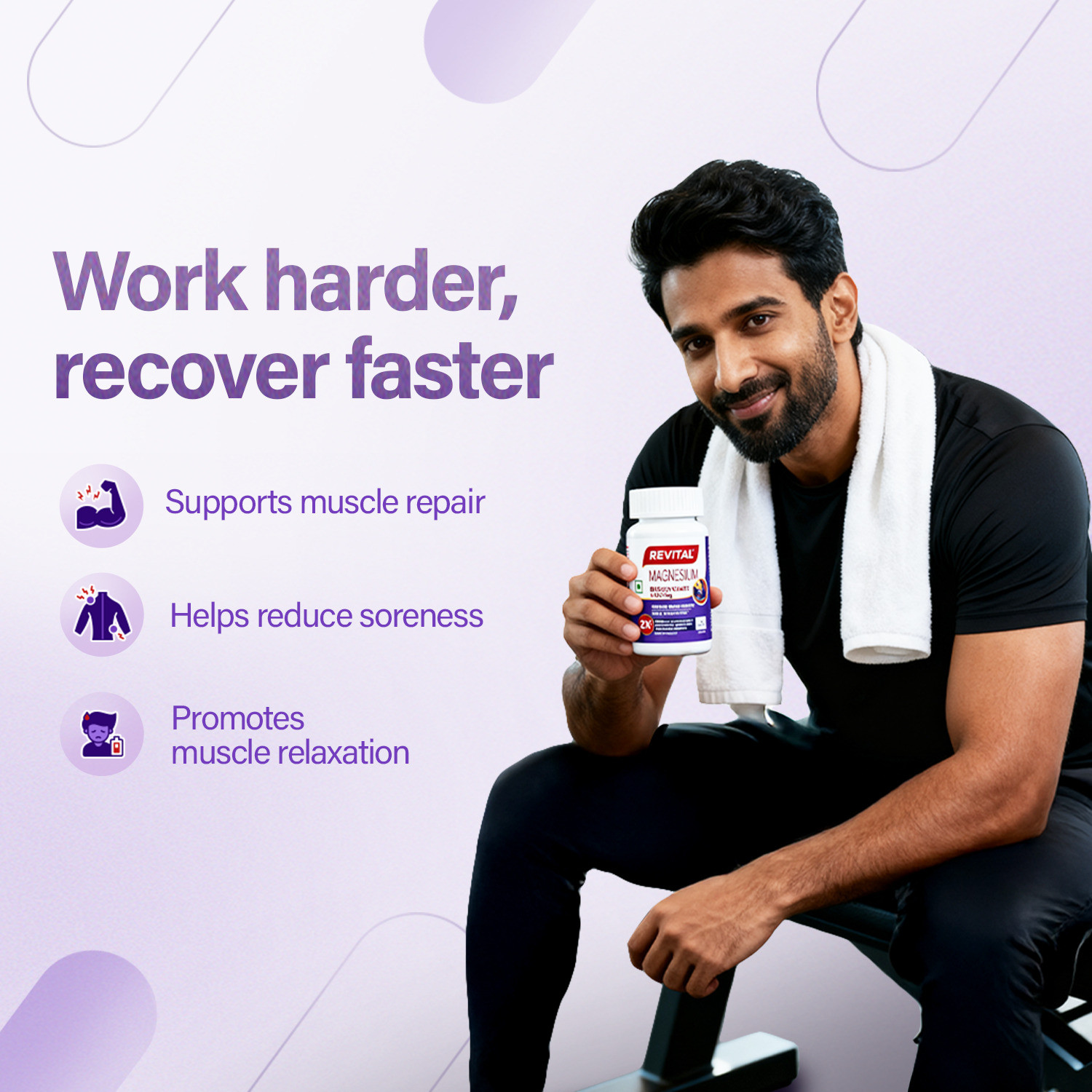 Image of Revital Magnesium Bisglycinate Chelated form 1000 mgMuscle Recovery & Stress Balance