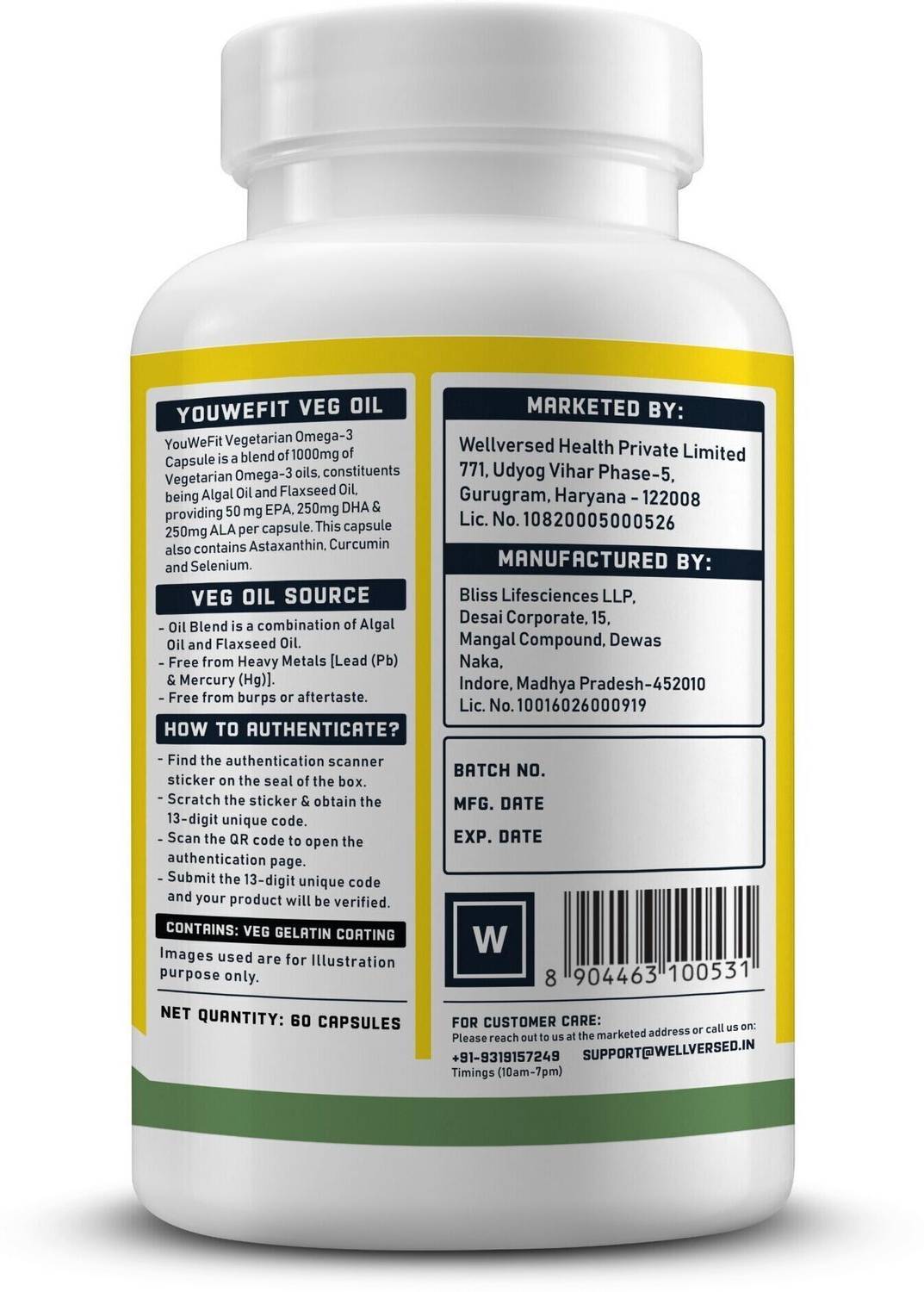 YouWeFit Pro-Vegetarian Omega-3 1000mg Capsules 1 g - Image 3