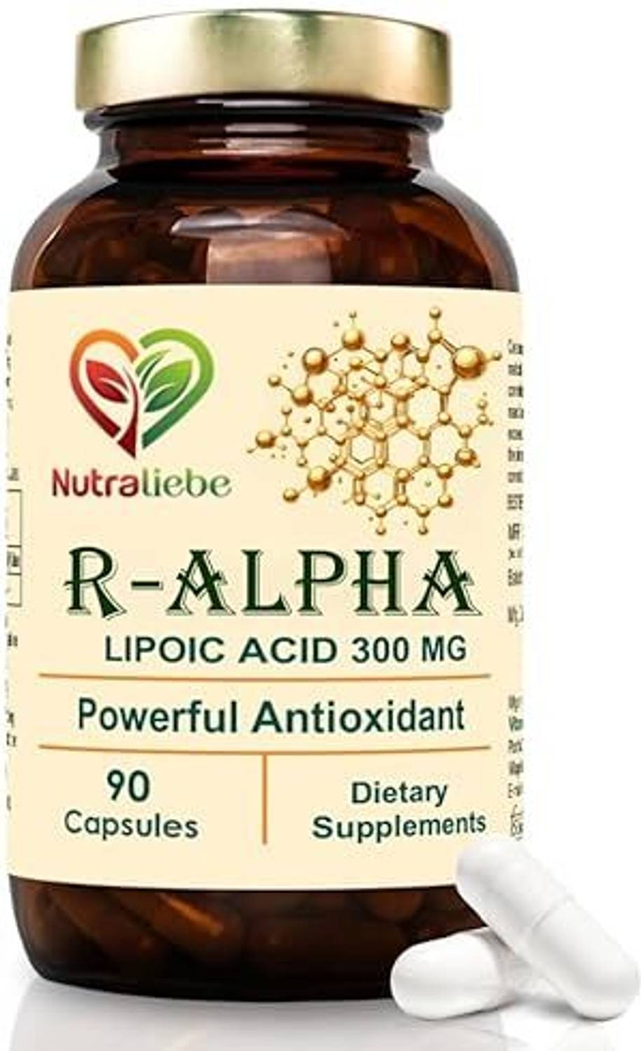 Nutraliebe R-Alpha Lipoic Acid (Thiotic Acid) 300mg - High Potency, Non-GMO