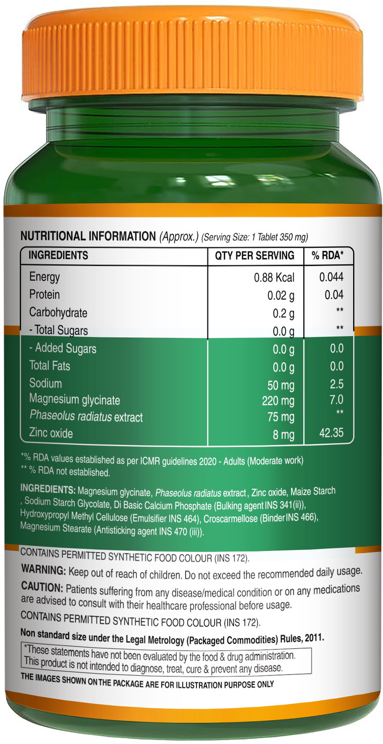 Image of Pure Nutrition Magnesium Glycinate with Zinc for Bone, Muscle Nerve Health & Period Cramps