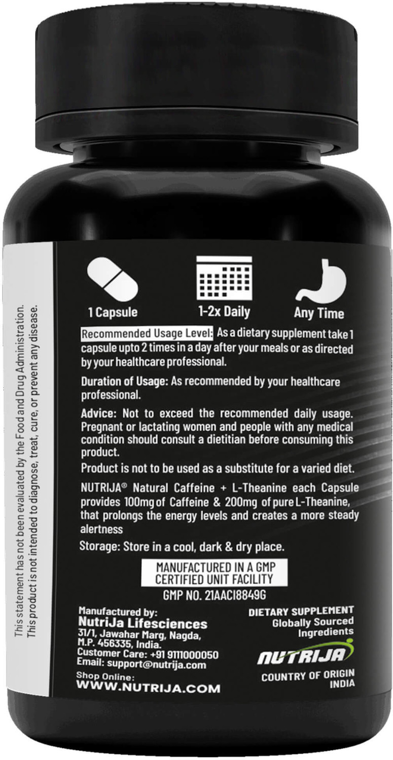 Image of NutriJa Natural Caffeine 100MG Plus L-Theanine 200MG -