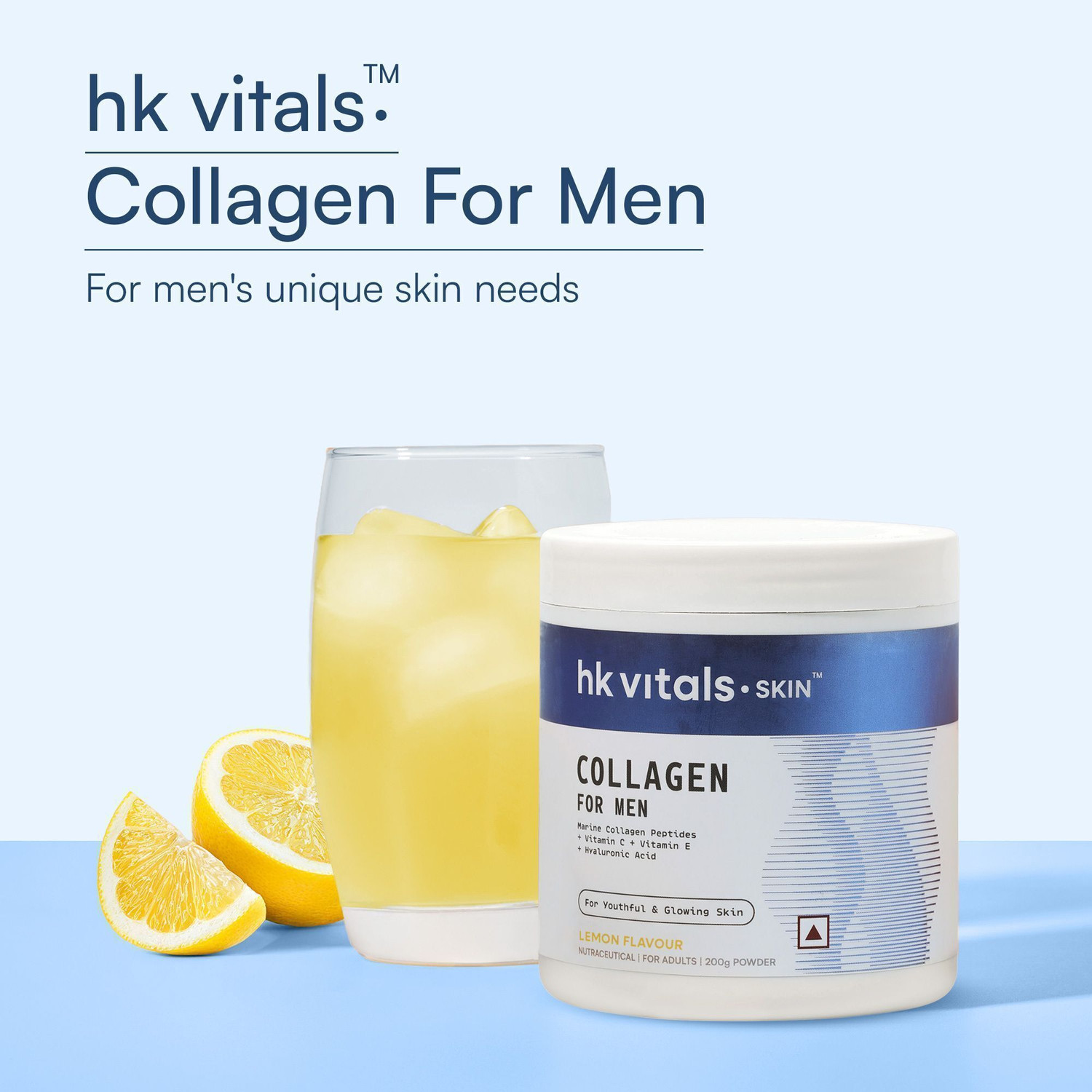 Image of HEALTHKART hk vitals Marine Collagen for Men Supplement with Biotin, Lemon