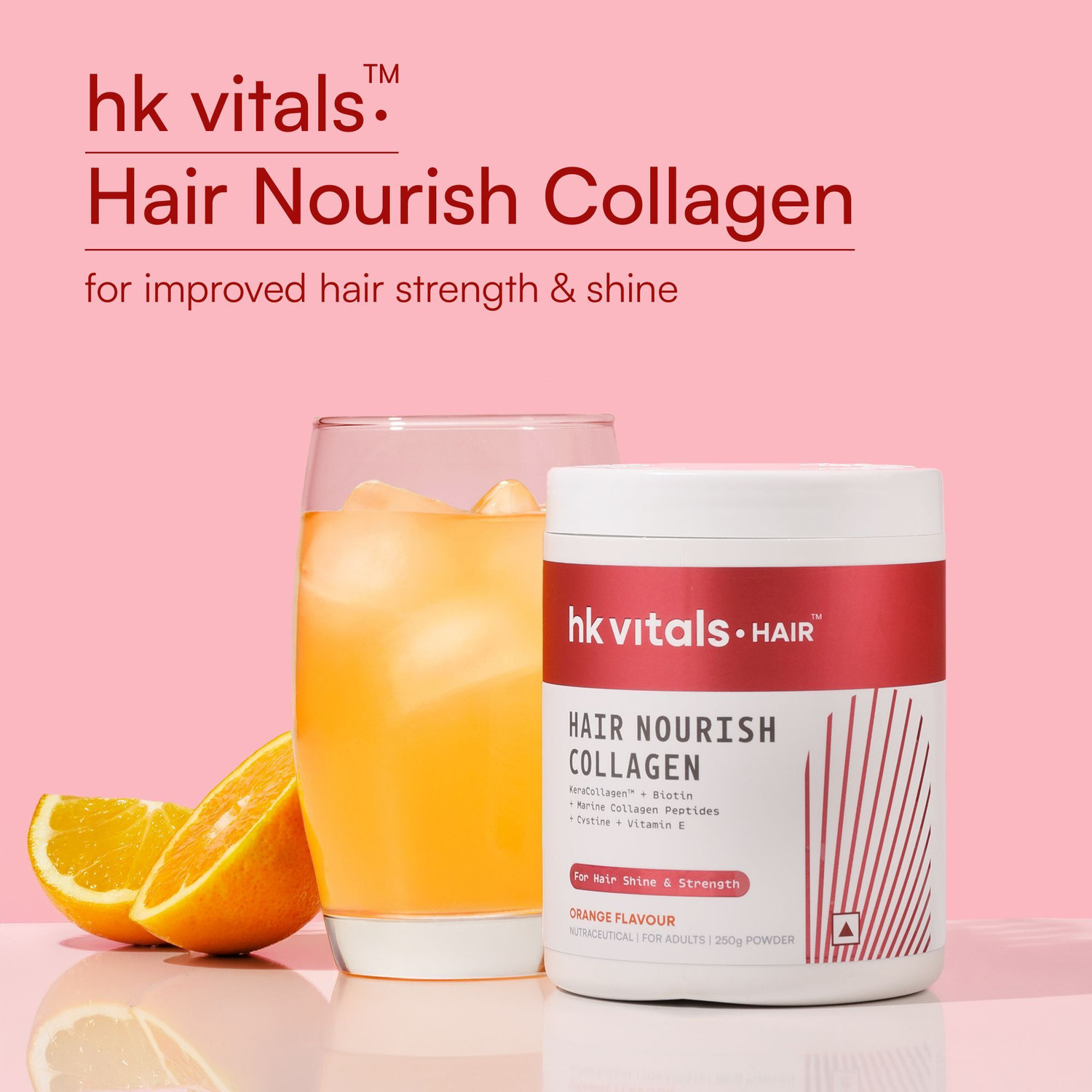 Image of hk vitals Hair Nourish Collagen Powder, Orange | With KeraCollagen, Biotin