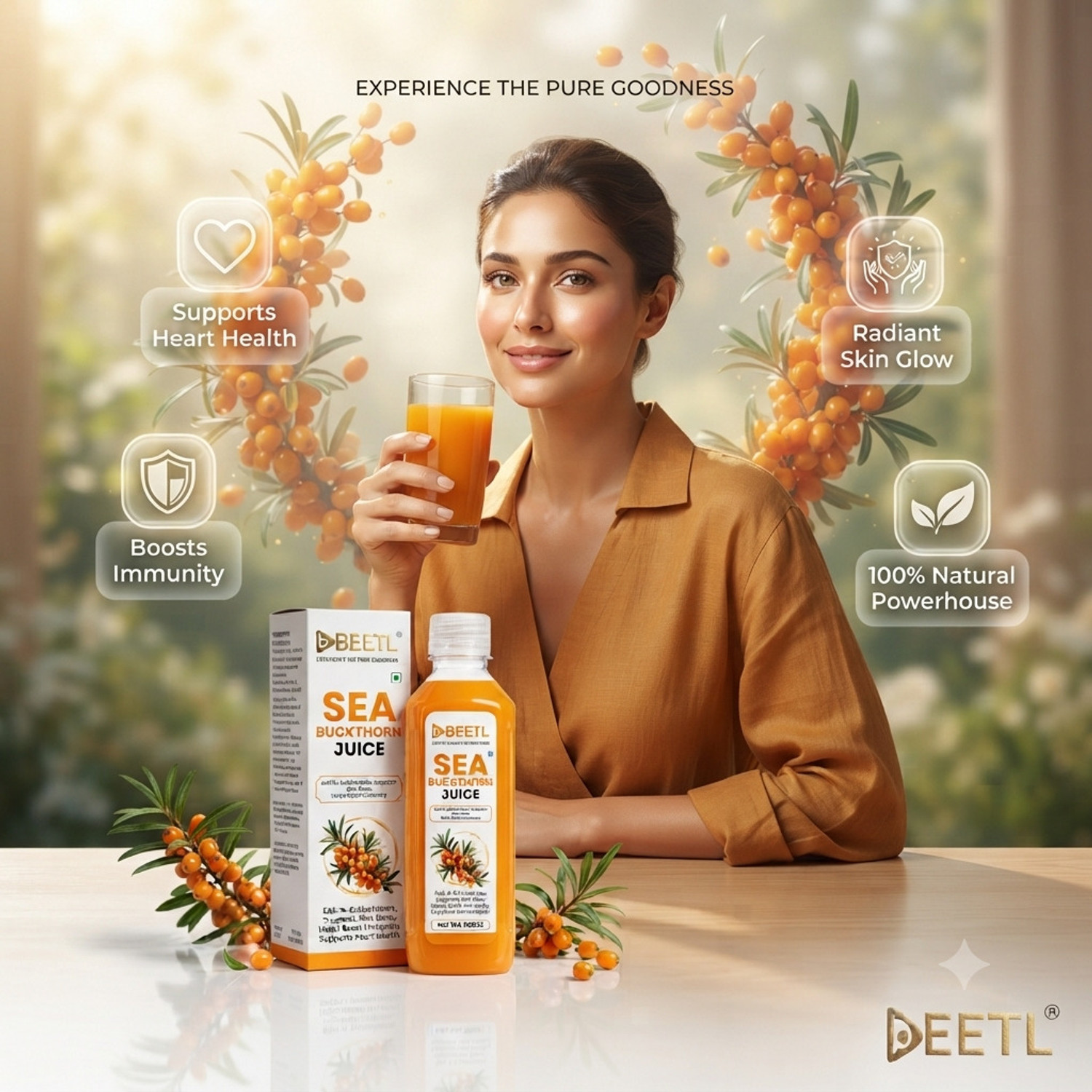 Image of BEETL Sea Buckthorn Juice 500ml | Immunity Booster Antioxidant Vitamin C Health Drink
