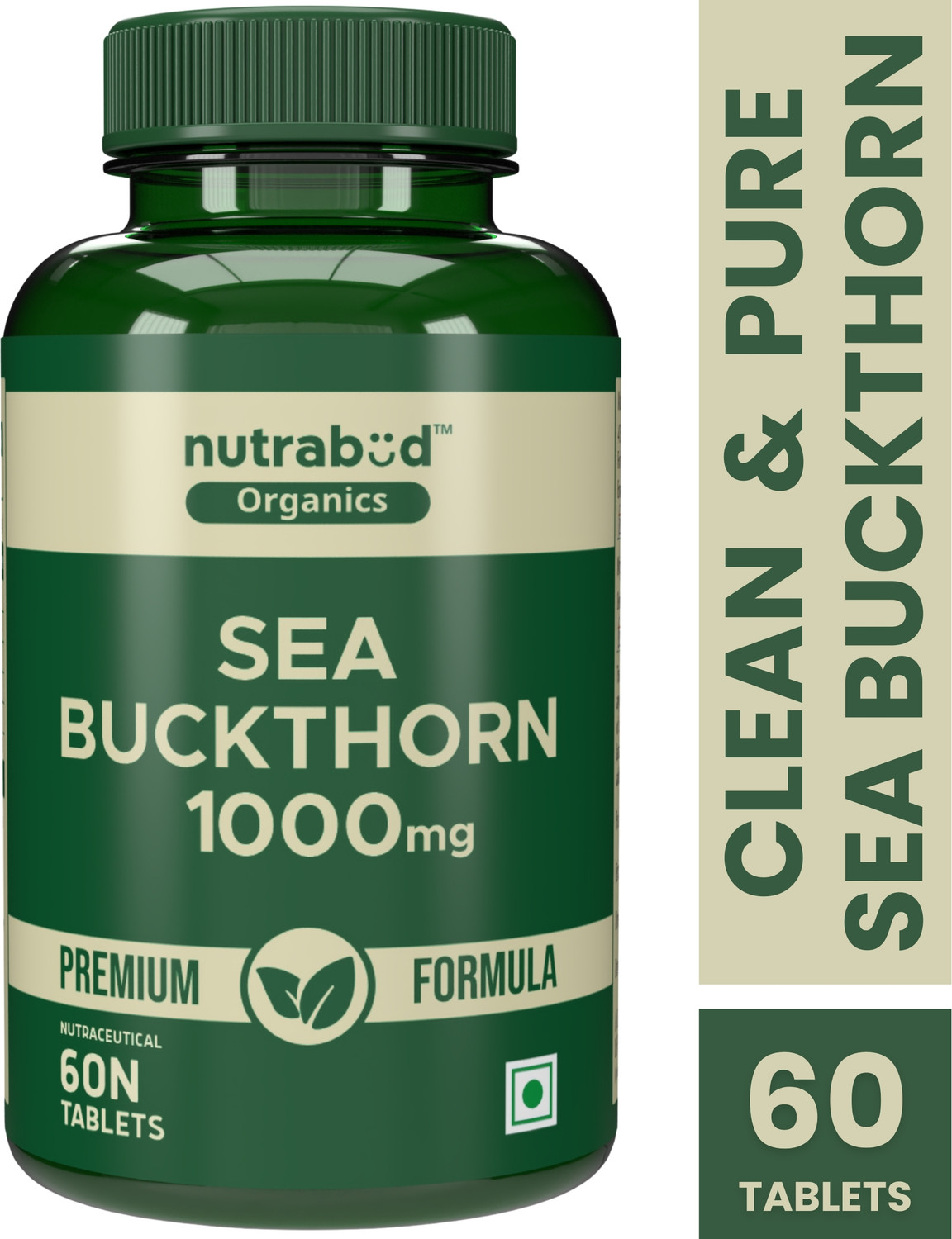 Image of Nutrabud Organics Sea Buckthorn 1000mg - For Immunity, Skin Glow, Heart Health & Detox