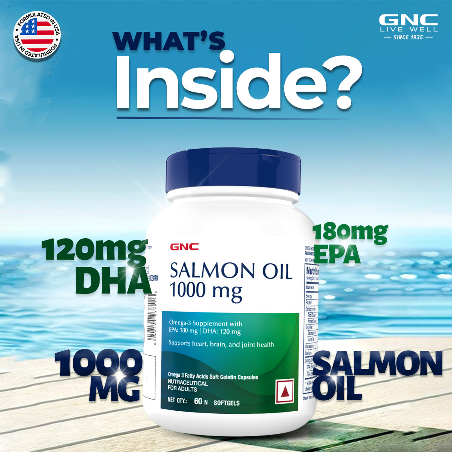Image of GNC Salmon Oil for Men & Women- 60 Softgels