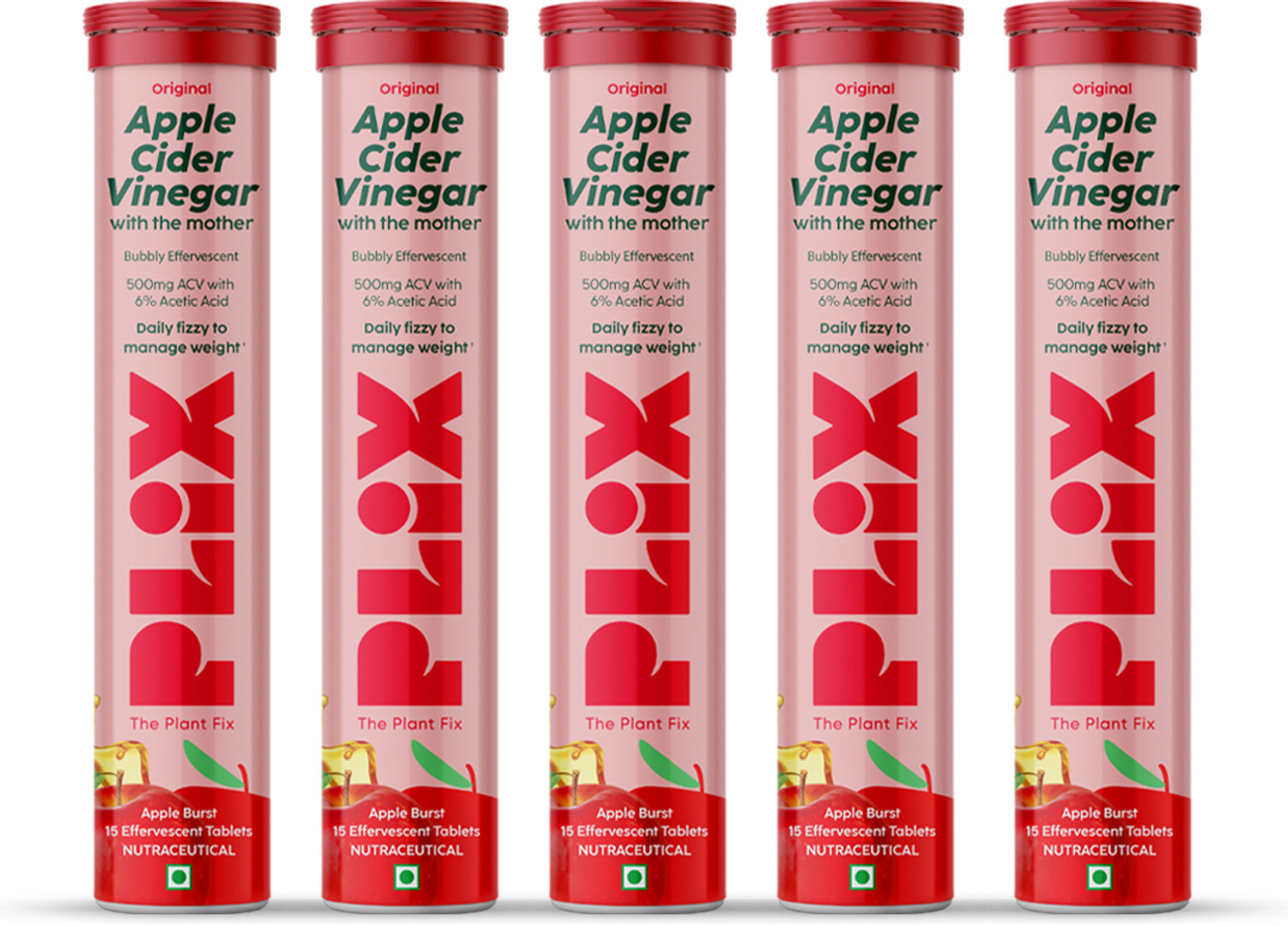 Image of The Plant Fix Plix Apple Cider Vinegar Effervescent Tablet with mother,Vit B6 & B12 for weight loss