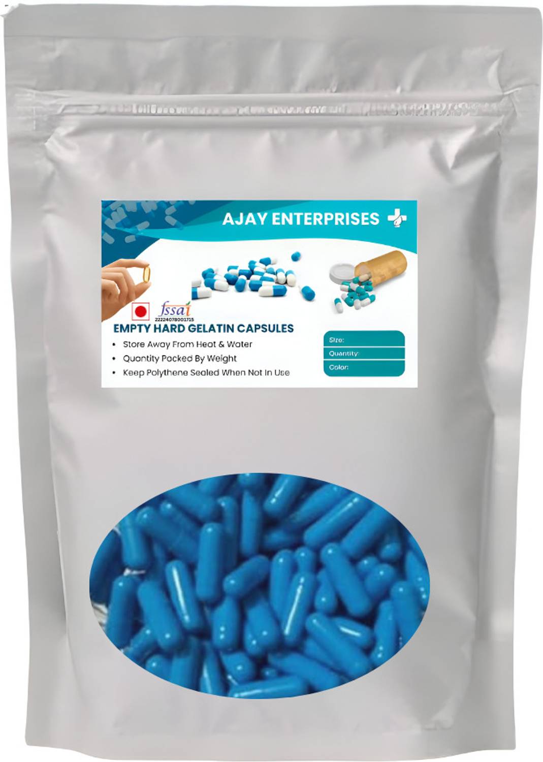 Ajay Enterprises Empty Gelatin Capsules Pharma Raw Materials (Sky,Blue(Size 0)1000Pieces)