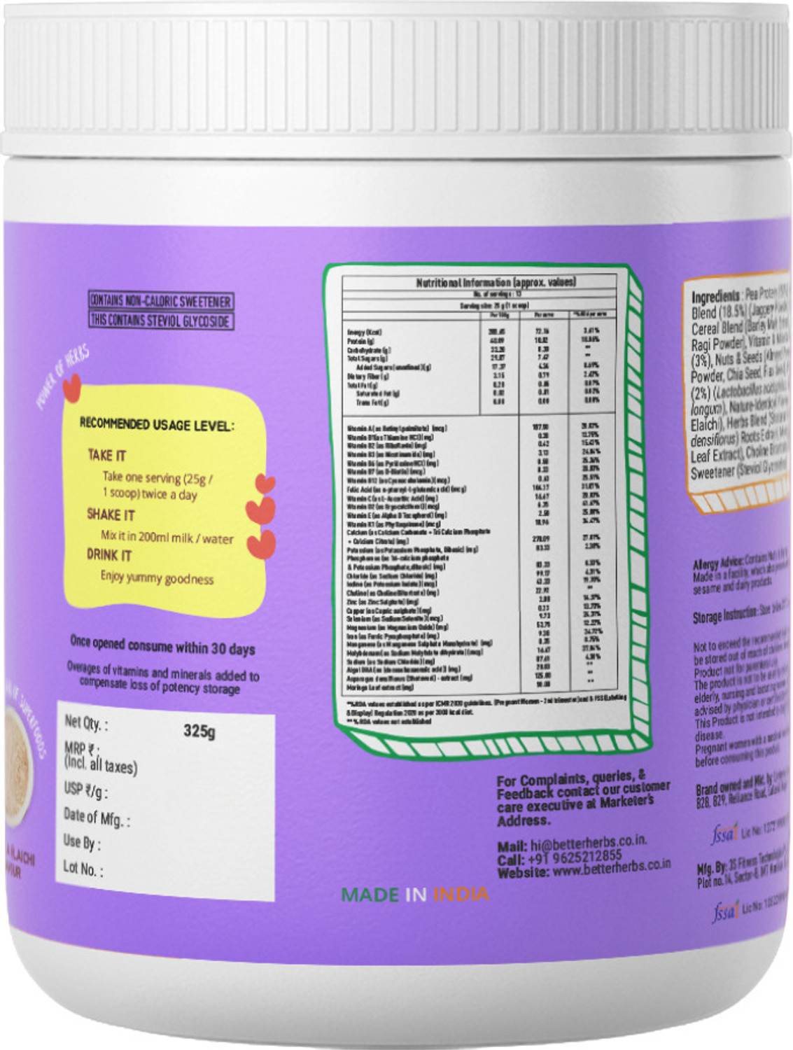 Image of better herbs Mamafy Mother's Nutritional Pregnancy Powder | 10g Protein | Chocolate Flavour