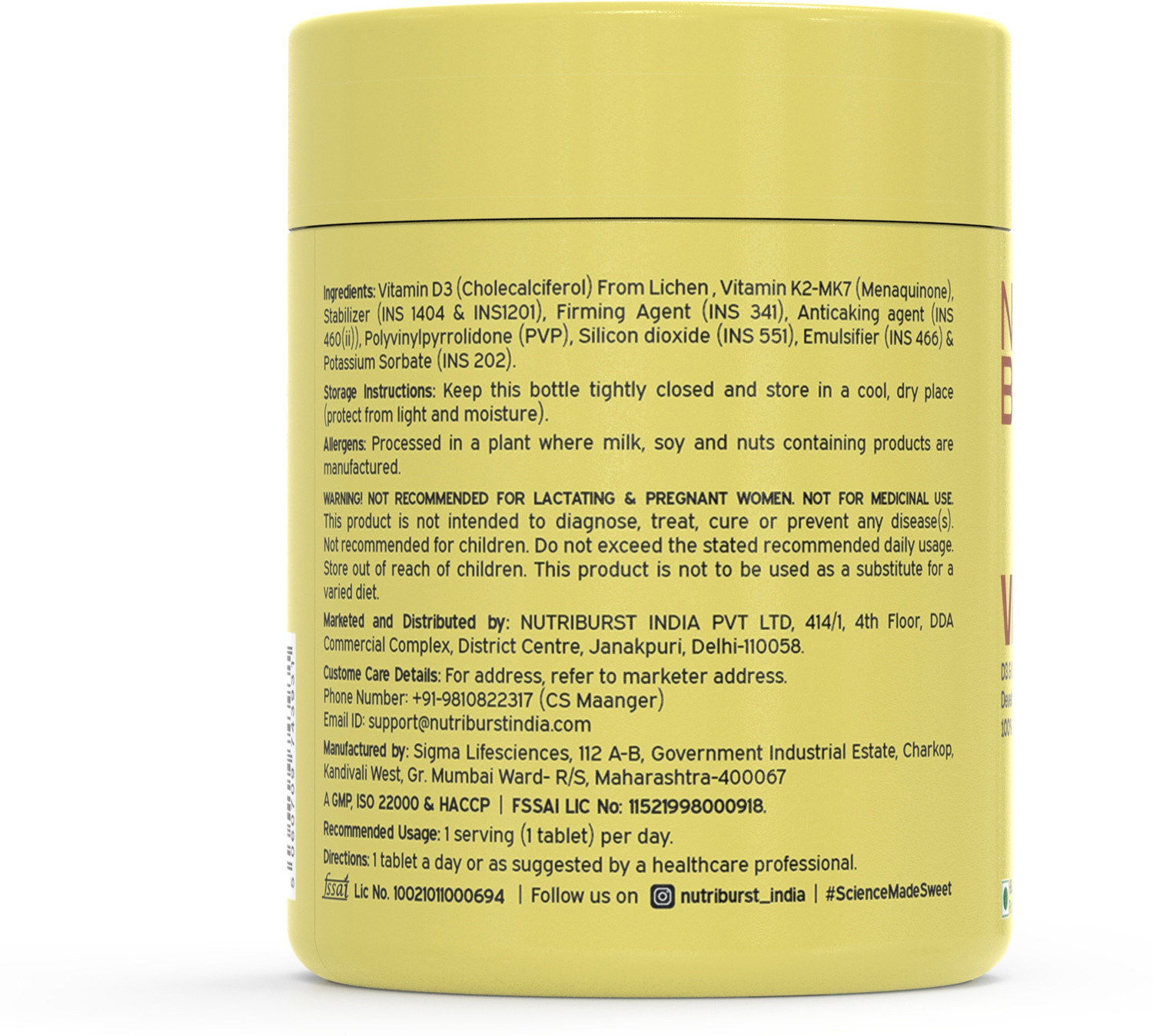 Image of Nutriburst Vitamin D3 + K2 Supplement for Men & Women Bone Strength & Heart Health Support