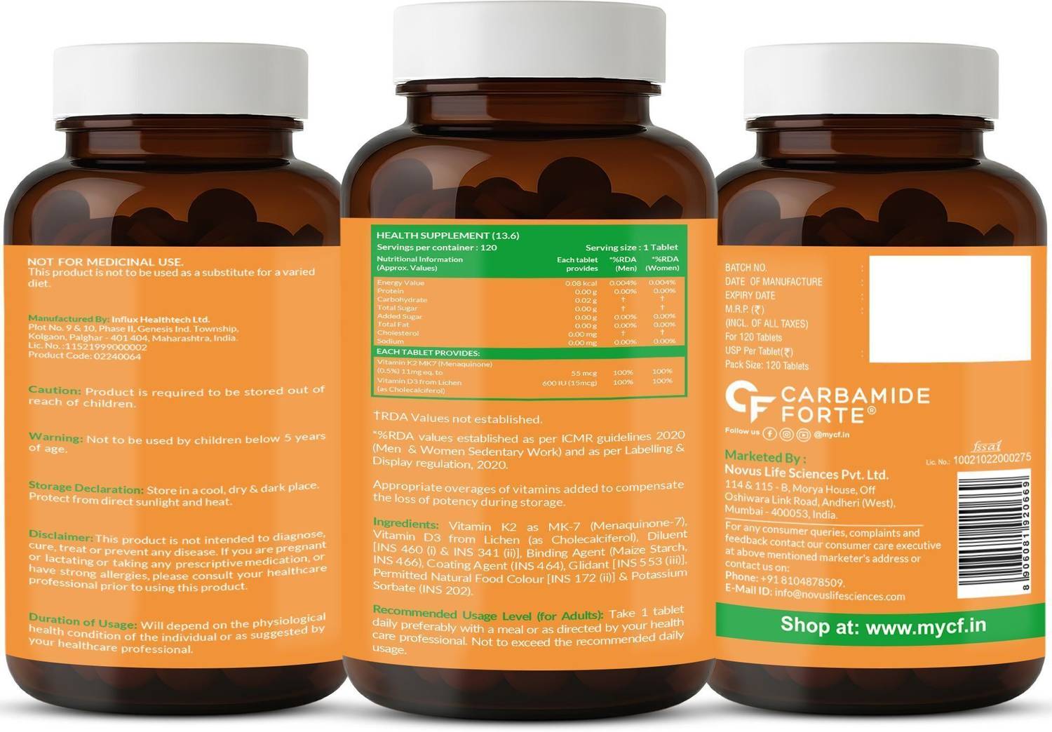 CARBAMIDE FORTE Plant Based Vitamin D3 K2 MK7 Supplement - Image 2