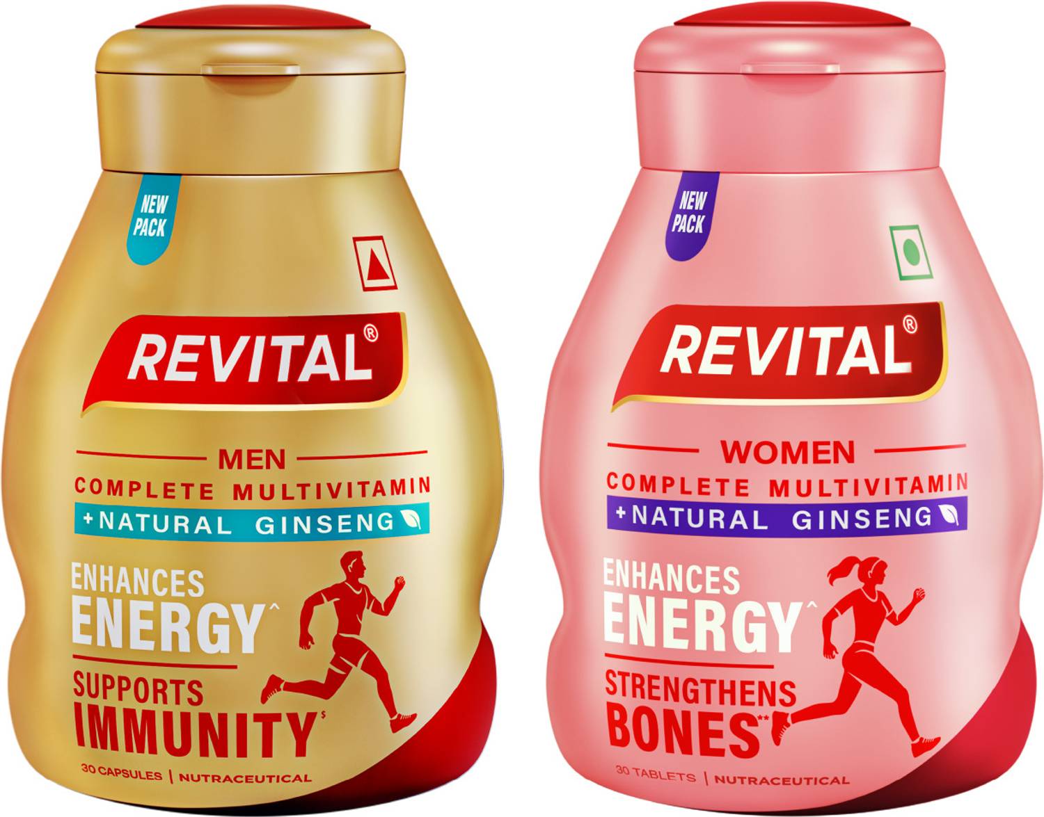 Revital H Multivitamin For Men+Women With Natural Ginseng, 10 Vit