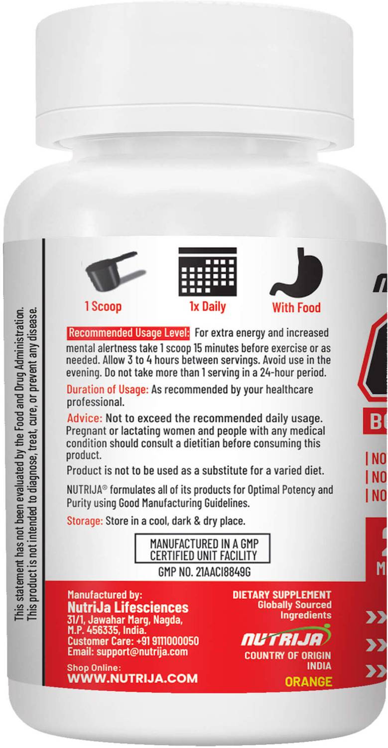 NutriJa Caffeine Powder Pre Workout Supplement 75g - Image 2