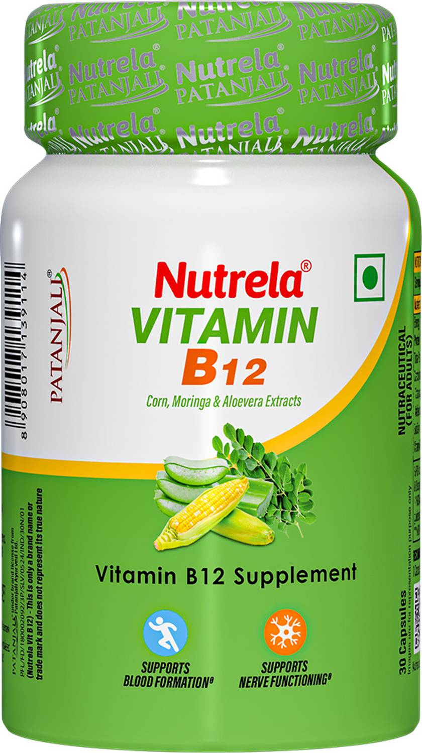 NUTRELA Vitamin B12 Plant Based Supplement for Men & Women| Moringa and Aloevera Extract