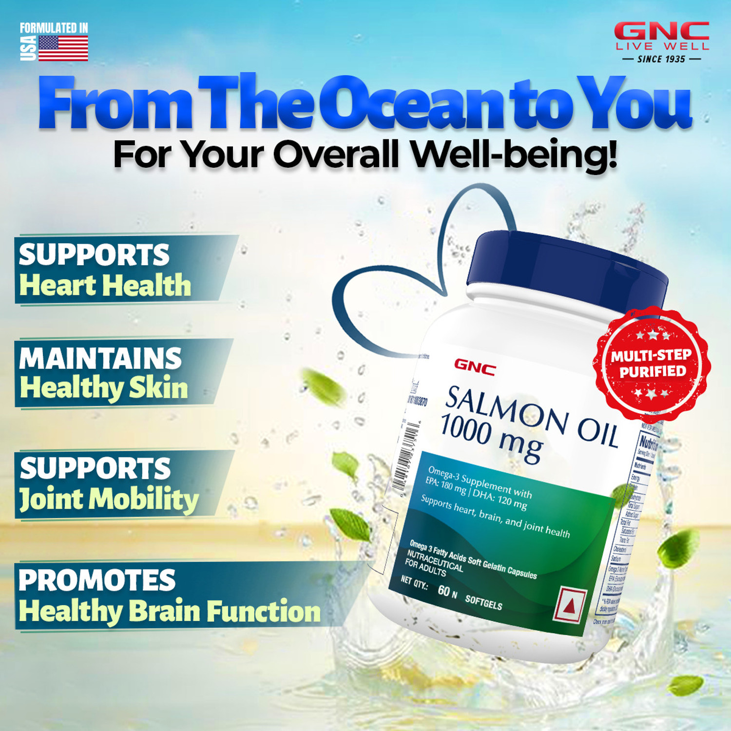 Image of GNC Salmon Oil for Men & Women- 60 Softgels