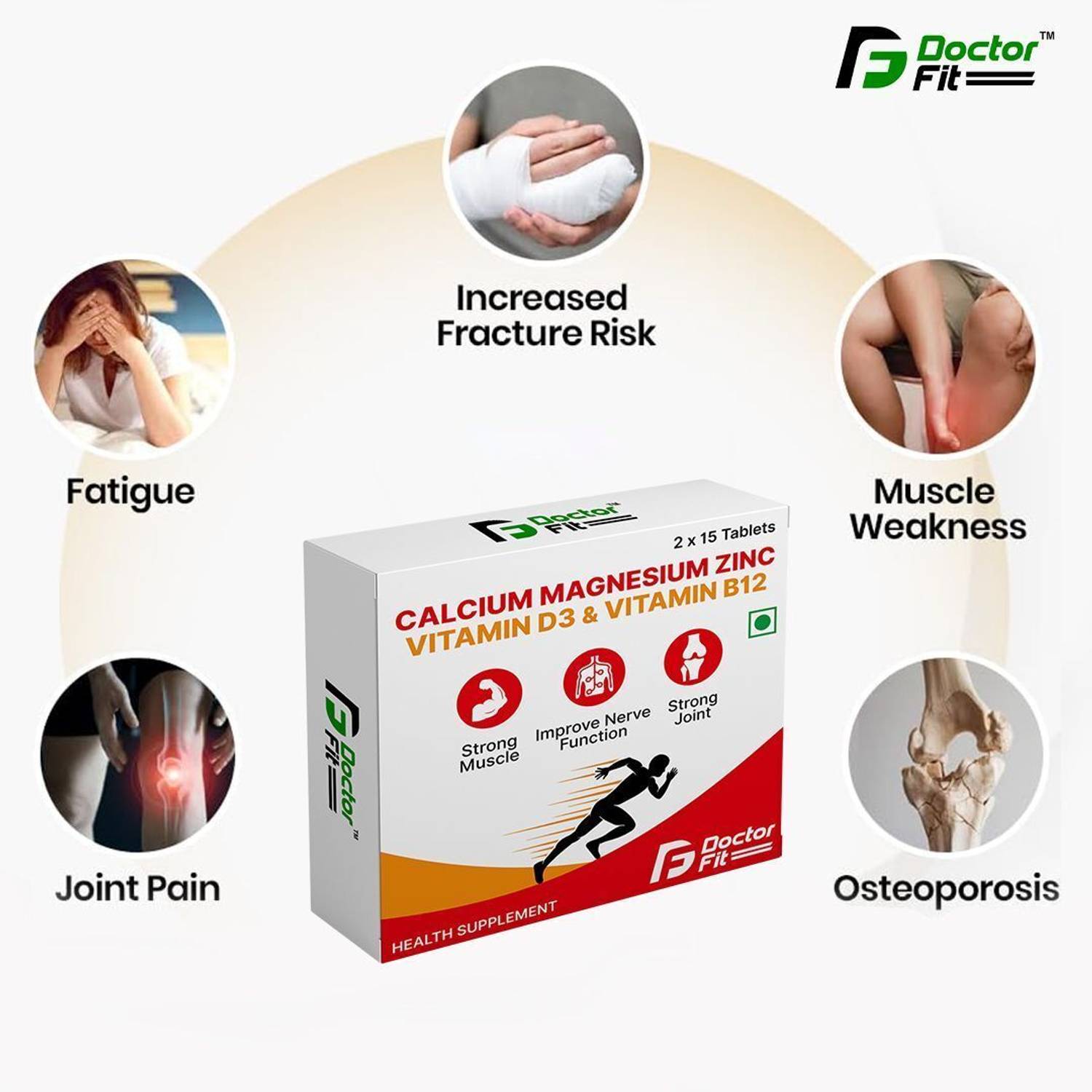 DoctorFit Calcium + Magnesium + Zinc + Vitamin D3 + B12 - Image 2