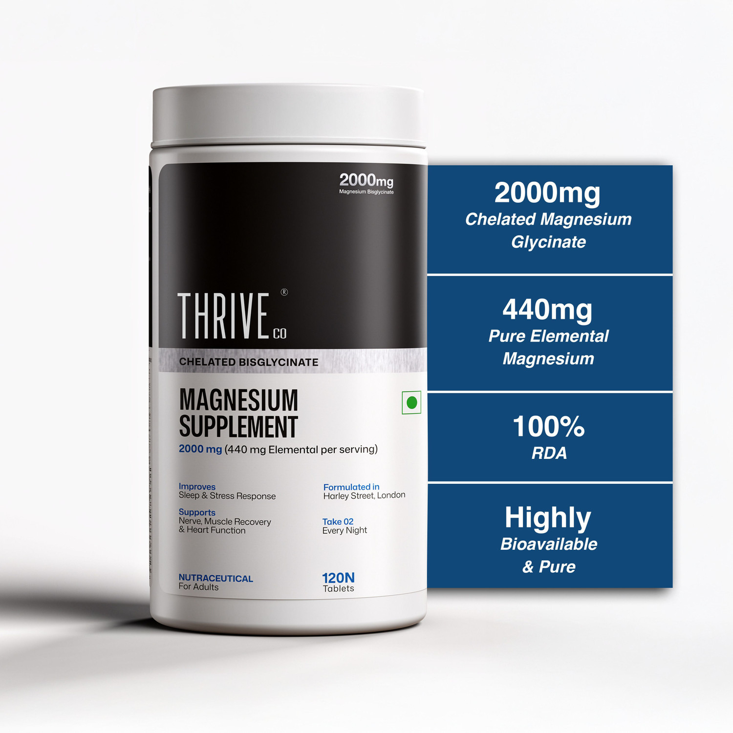 Image of ThriveCo Chelated Magnesium Bisglycinate Supplement | Sleep, Stress & Muscle Support