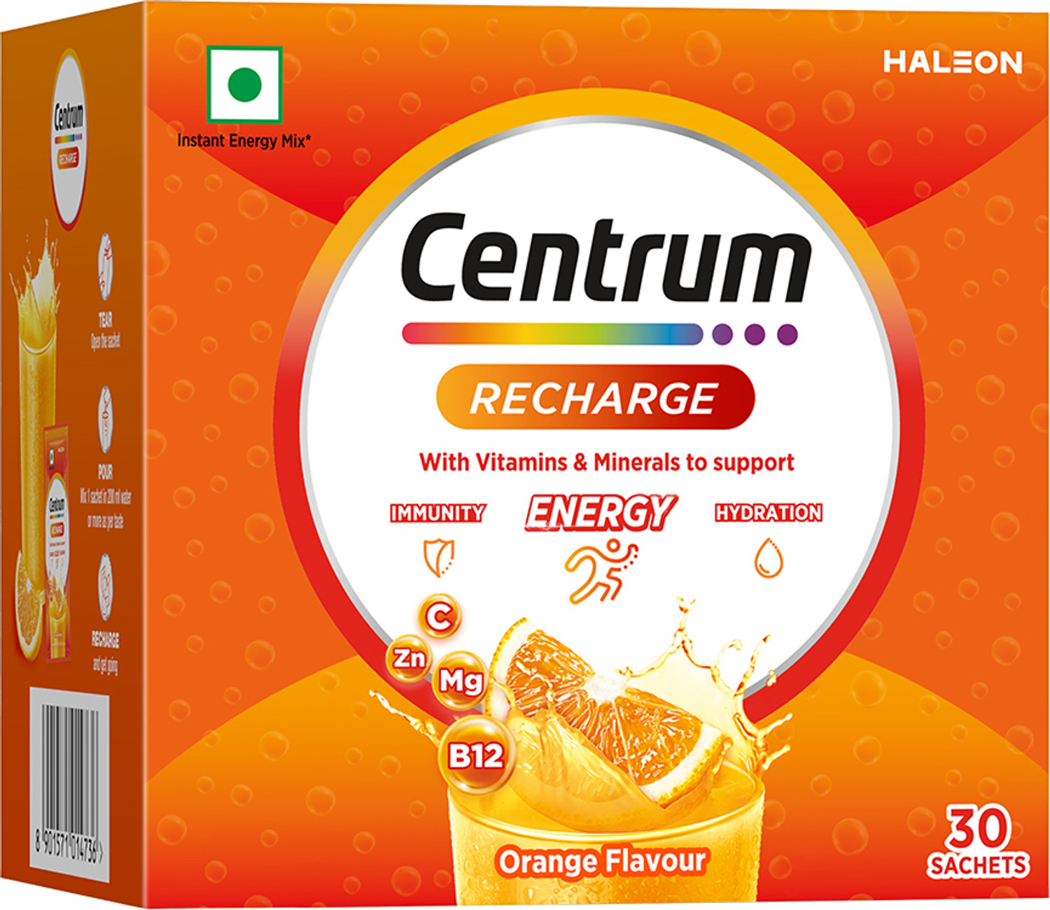 Image of Centrum Recharge Health Energy Drink Mix with No Added Sugar - PO 30
