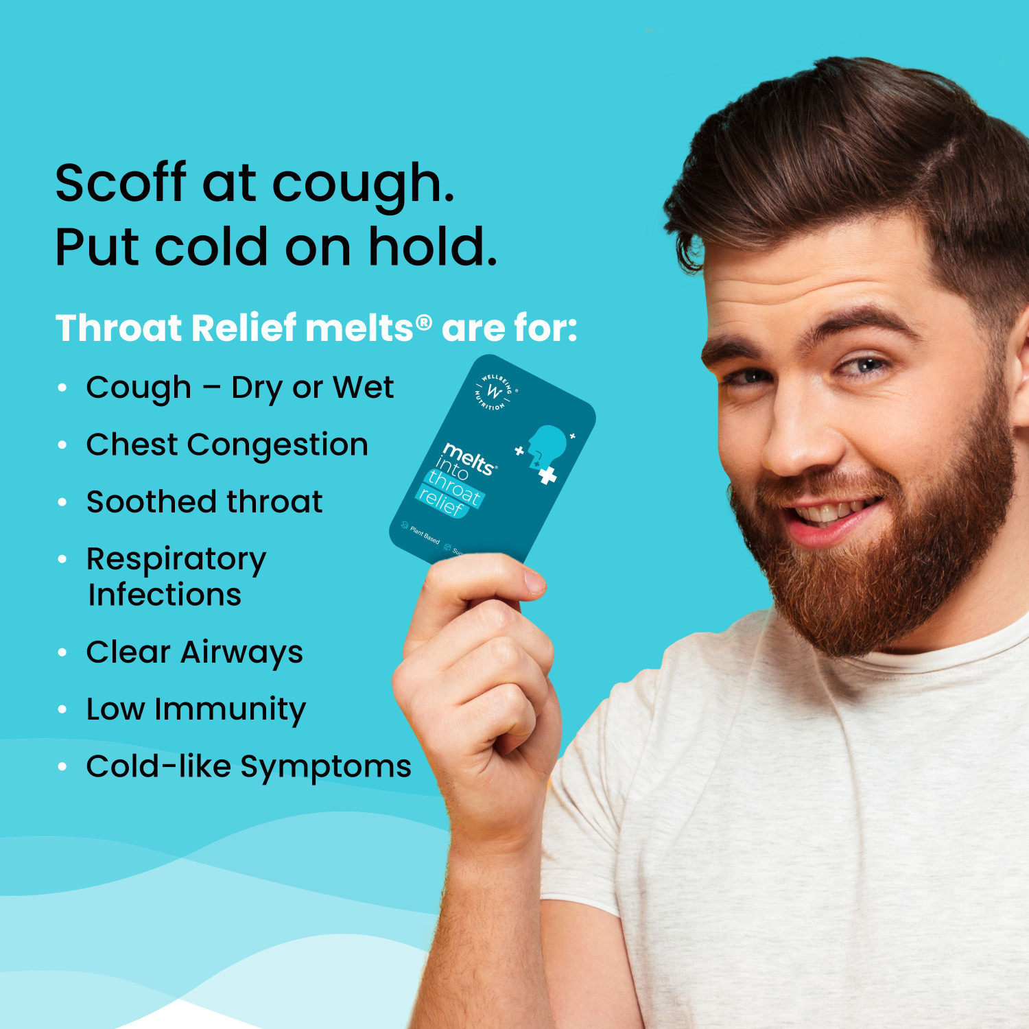 Image of Wellbeing Nutrition Melts instant Throat Relief with 100% Natural Cough,Sore Throat Relief,Pain Relief