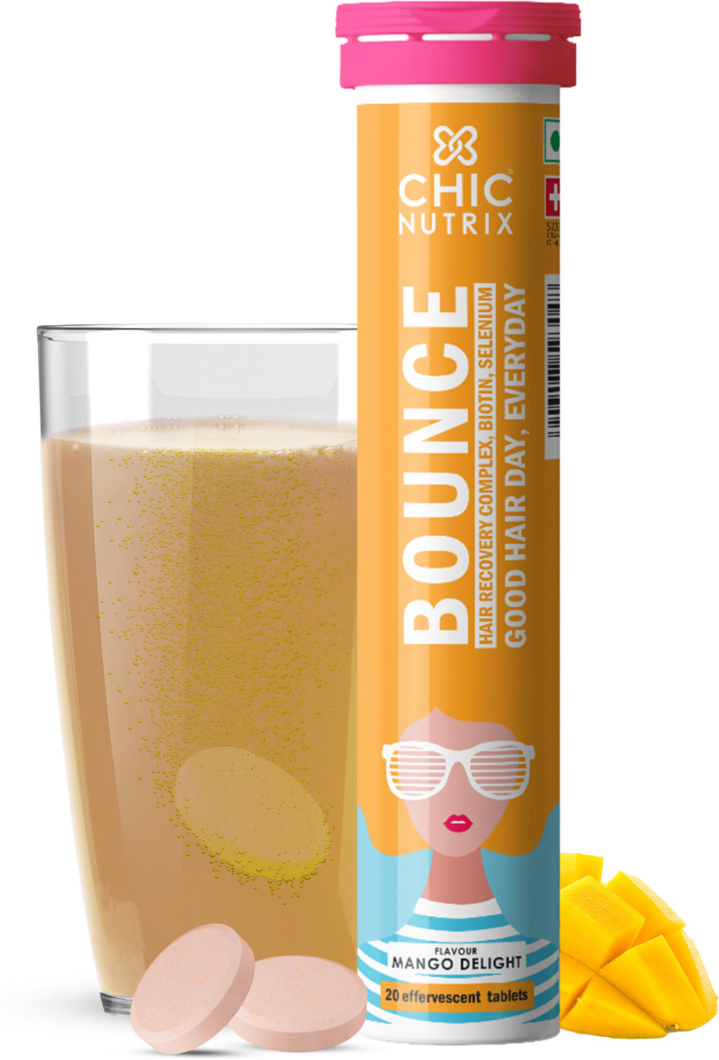 Image of Chicnutrix Bounce Biotin for Hair Growth with Selenium & Amino Acids - Mango Flavor