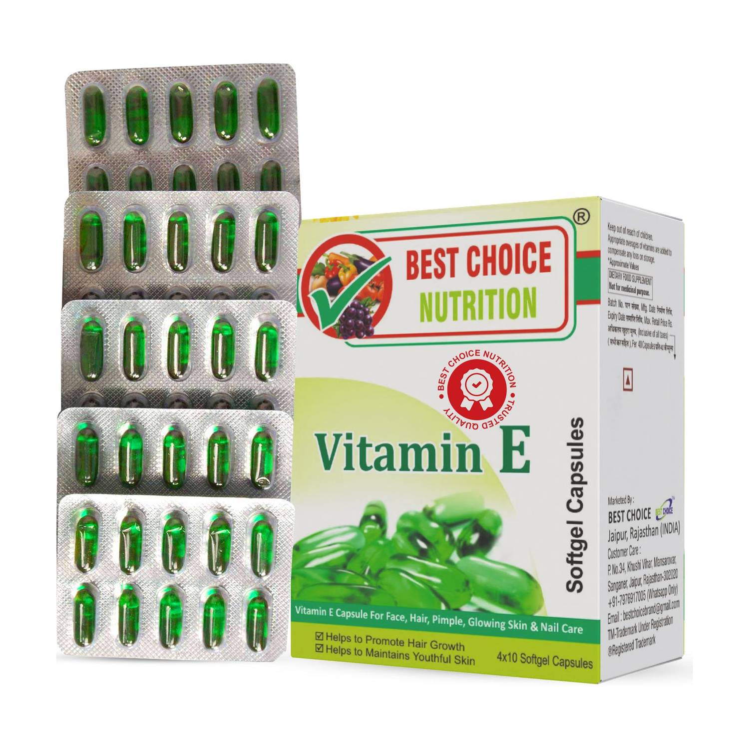 BEST CHOICE NUTRITION Vitamin E for Hair Regrowth & Hairfall Control