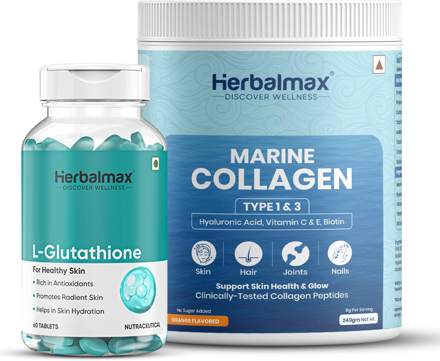herbalmax glutathione Herbal max Skin Radiance Marine Collagen Powder & L- Glutathione Tablet, 60  No
