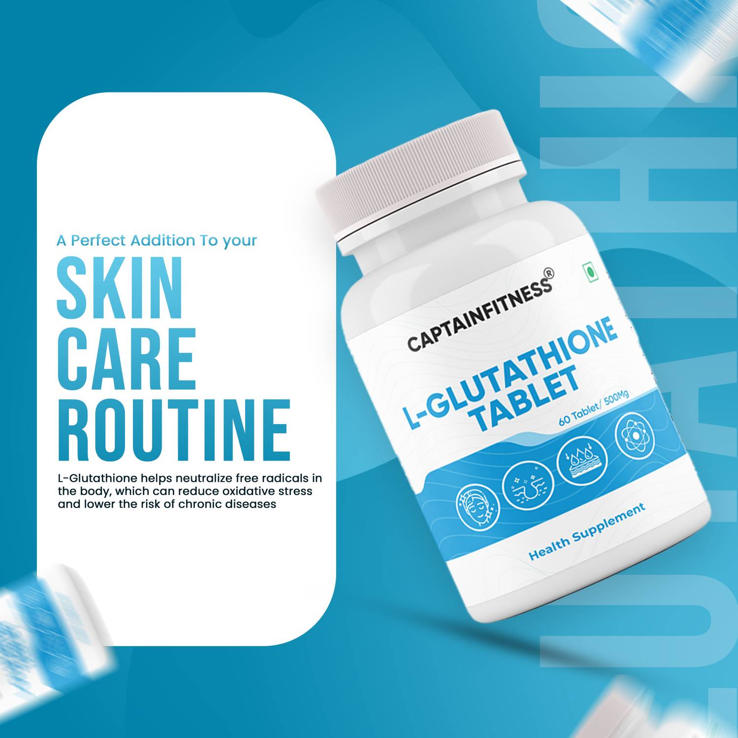 CaptainFitness L-Glutathione Tablet For Glowing Skin-Reduce Pigmentation For Men & Women|008| CaptainFitness L-Glutathione Tablet For Glowing Skin-Reduce Pigmentation For Men & Women|008|