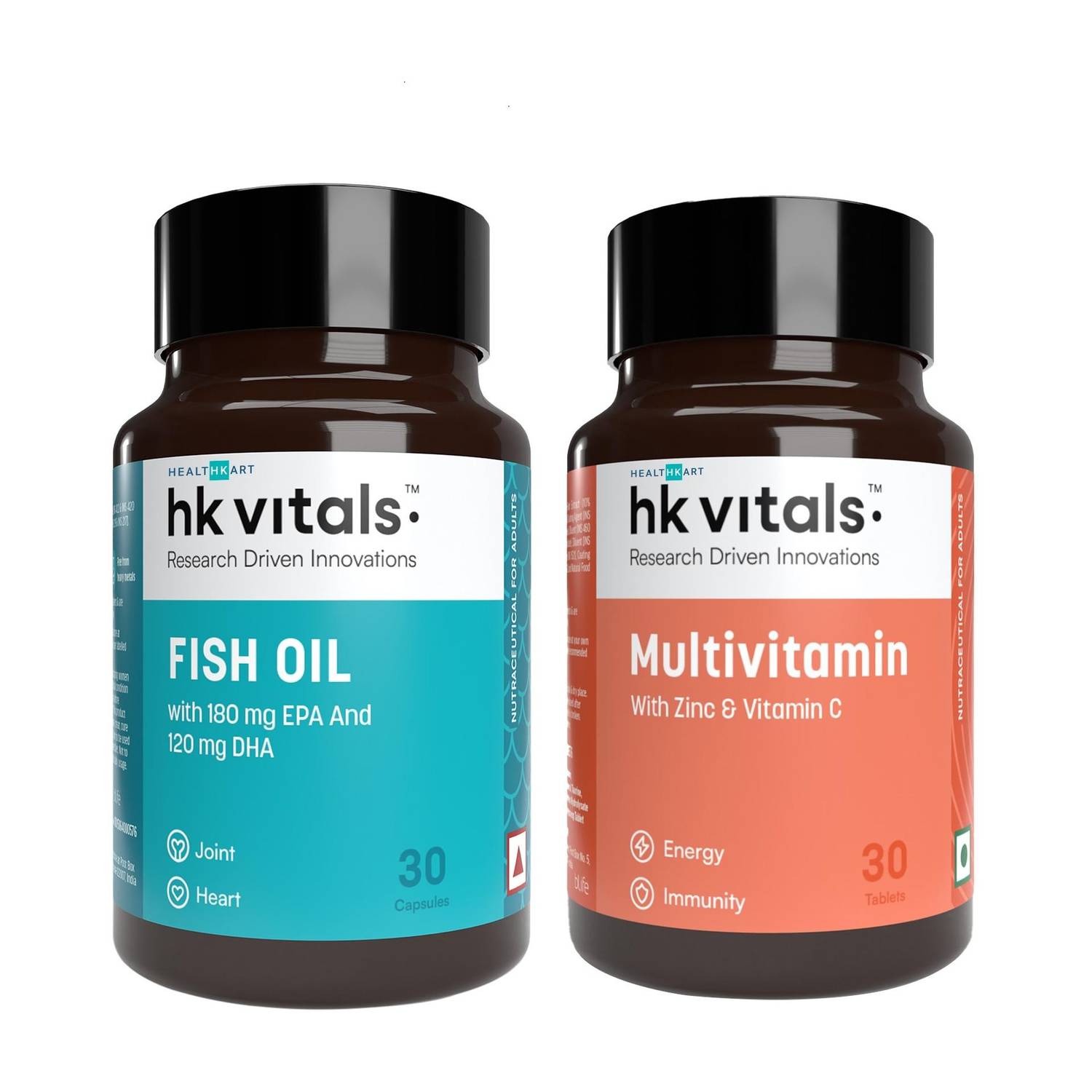 hk vitals Fish Oil + Multivitamin | 1000mg Omega 3 with 180mg EPA & 120mg DHA