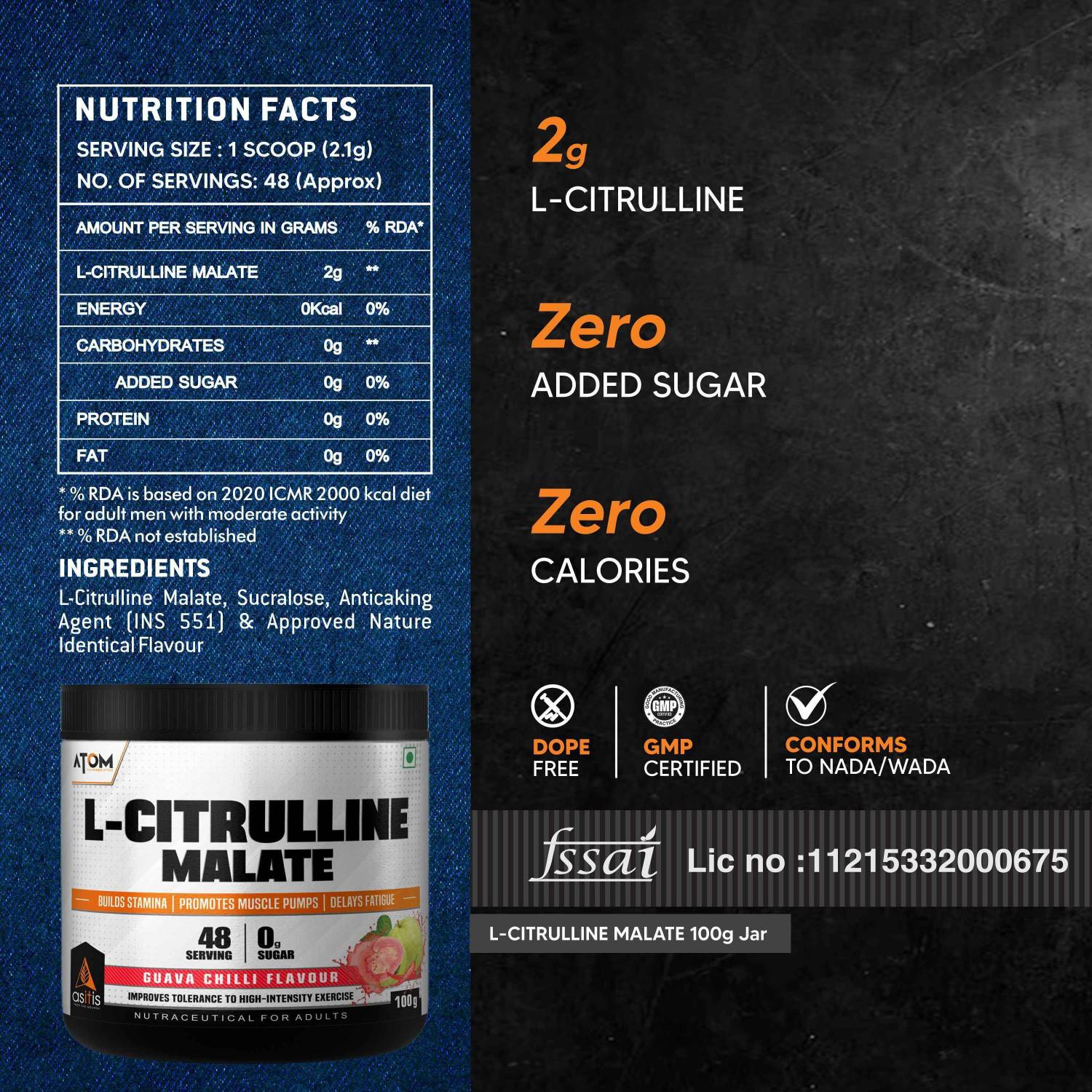 AS-IT-IS Nutrition ATOM L Citrulline Malate 2:1 - 100g - Image 3