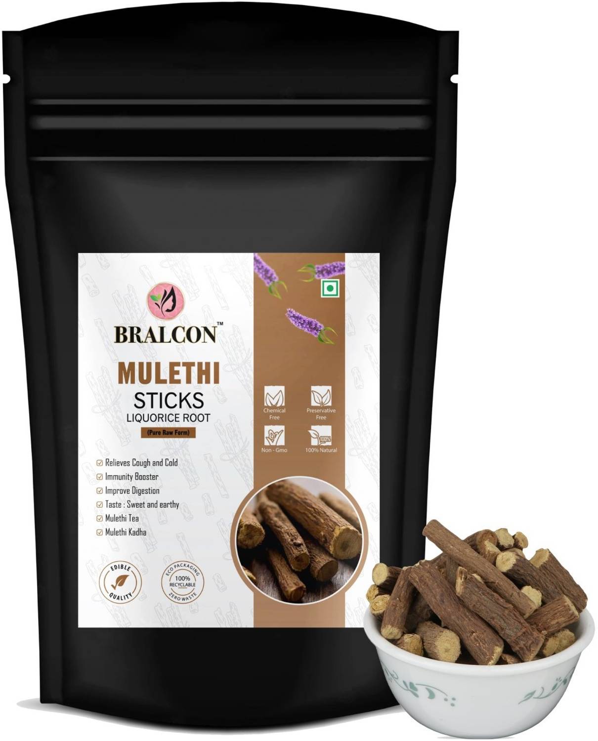 BRALCON Mulethi Stick For Eating - 100g | Liquorice Roots| Yastimadhu Licorica Sticks
