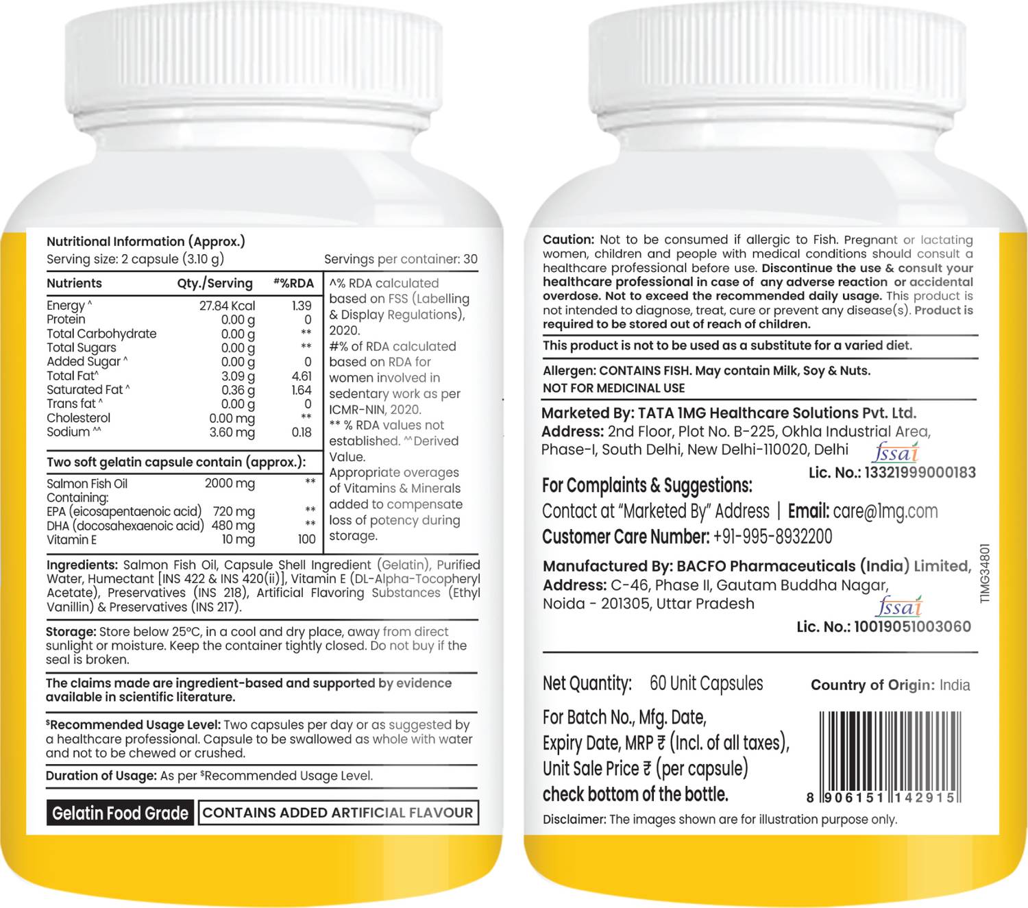 TATA 1mg Salmon 4X Omega Fish Oil 60 Capsules - Image 2