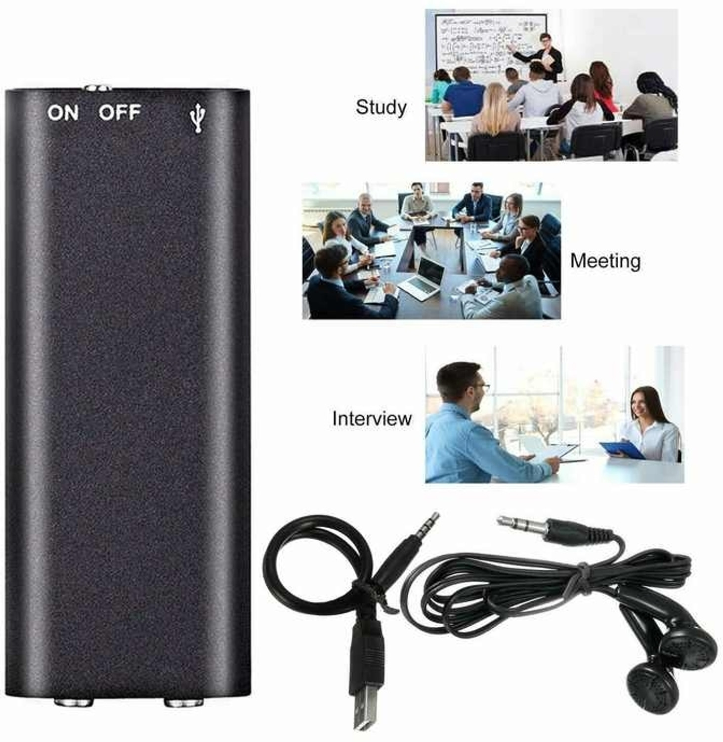 Image of lookcam Spy HD Hidden Digital Voice Audio Recorder Device | Small Size Mini | Portable 8 GB Voice Recorder