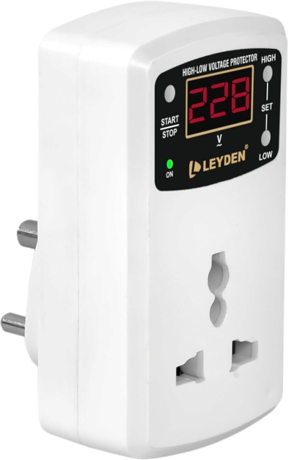 Image of Leyden LE-LVP 6A, 220VAC, Digital Under-Over Voltage Protector Plug Socket, Adjustable Hi-Low Voltage Cut off Auto Re-Connect 30 Seconds, for TV, CCTV, FRIDGE, ETC.
