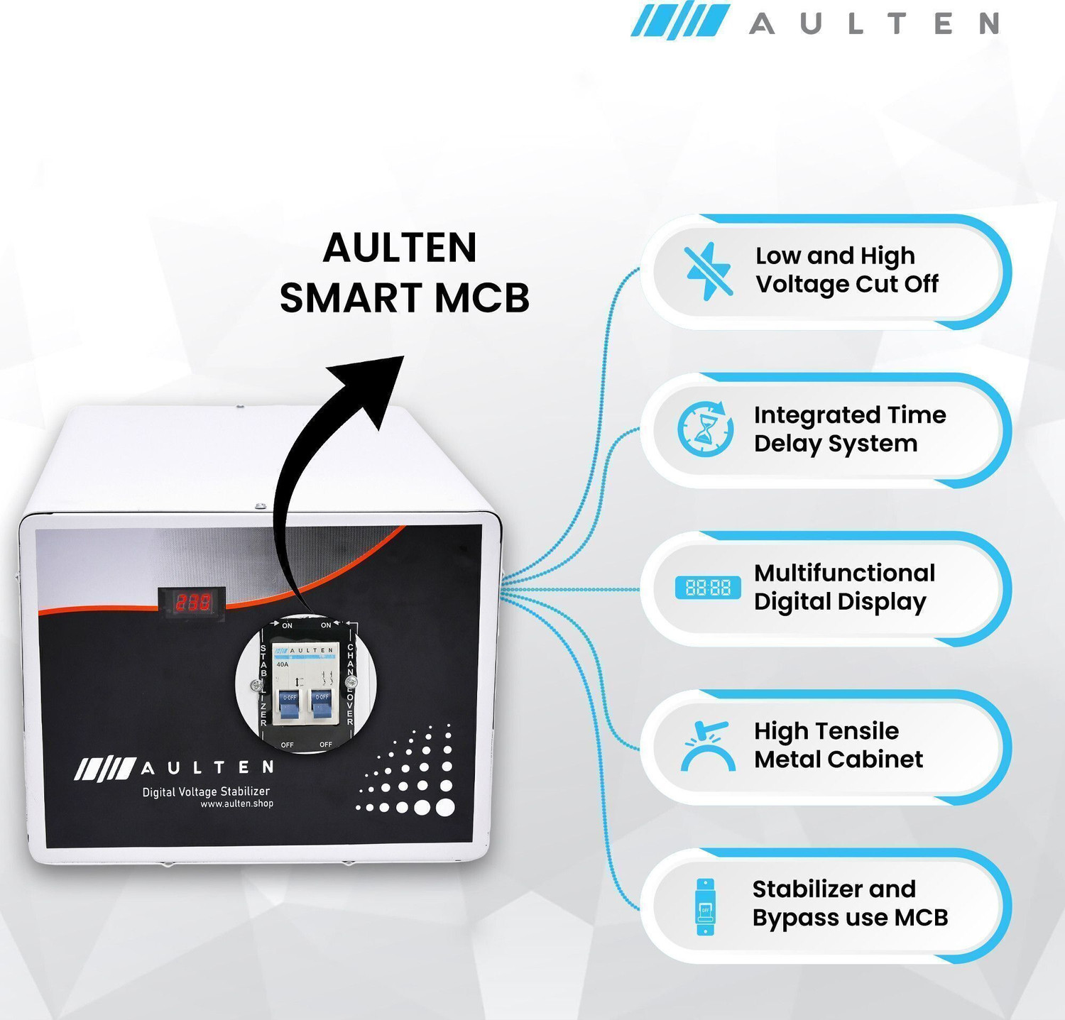 Image of Aulten 15KVA 12000W 130V - 300V COPPER Heavy Duty Mainline Voltage Home Stabilizer