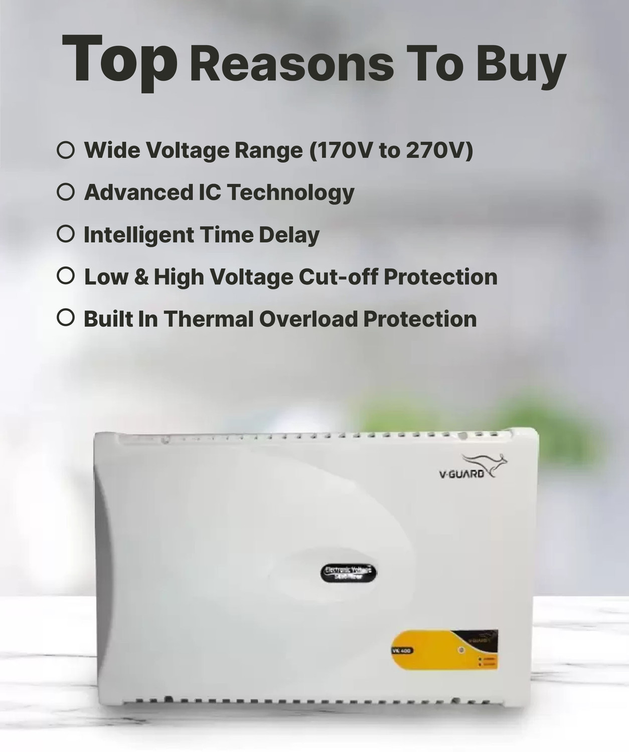 Image of V-Guard VG 400 for 1.5 Ton A.C (170V To 270V) Voltage Stabilizer