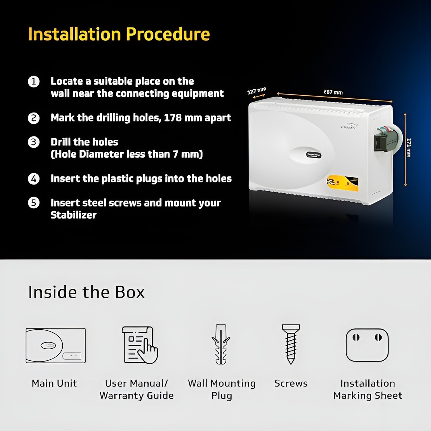 Image of V-Guard VG400 for 1.5 Ton A.C (170V to 270V) Voltage Stabilizer /18000 Btu /Hr (Off-White)