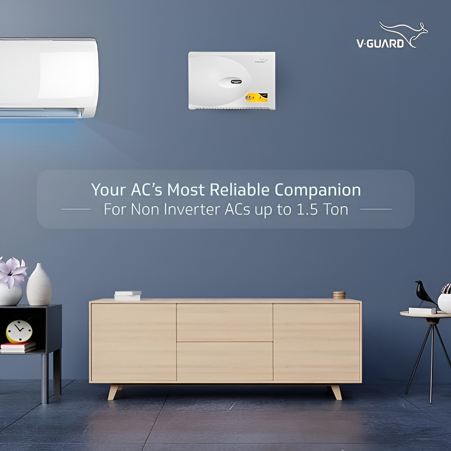 Image of V-Guard VG400 for 1.5 Ton A.C (170V to 270V) Voltage Stabilizer /18000 Btu /Hr (Off-White)