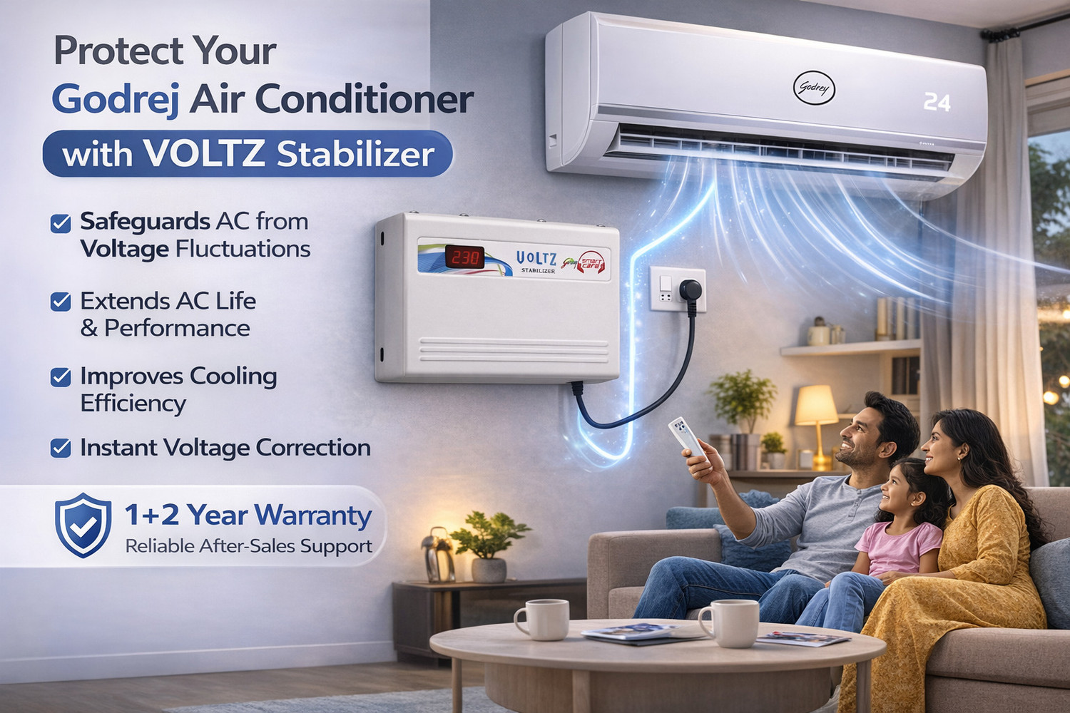 Image of Godrej VlStb 130-280V 4KVA AL-TD Voltage Stabilizer for window and split ac upto 1.5 TON