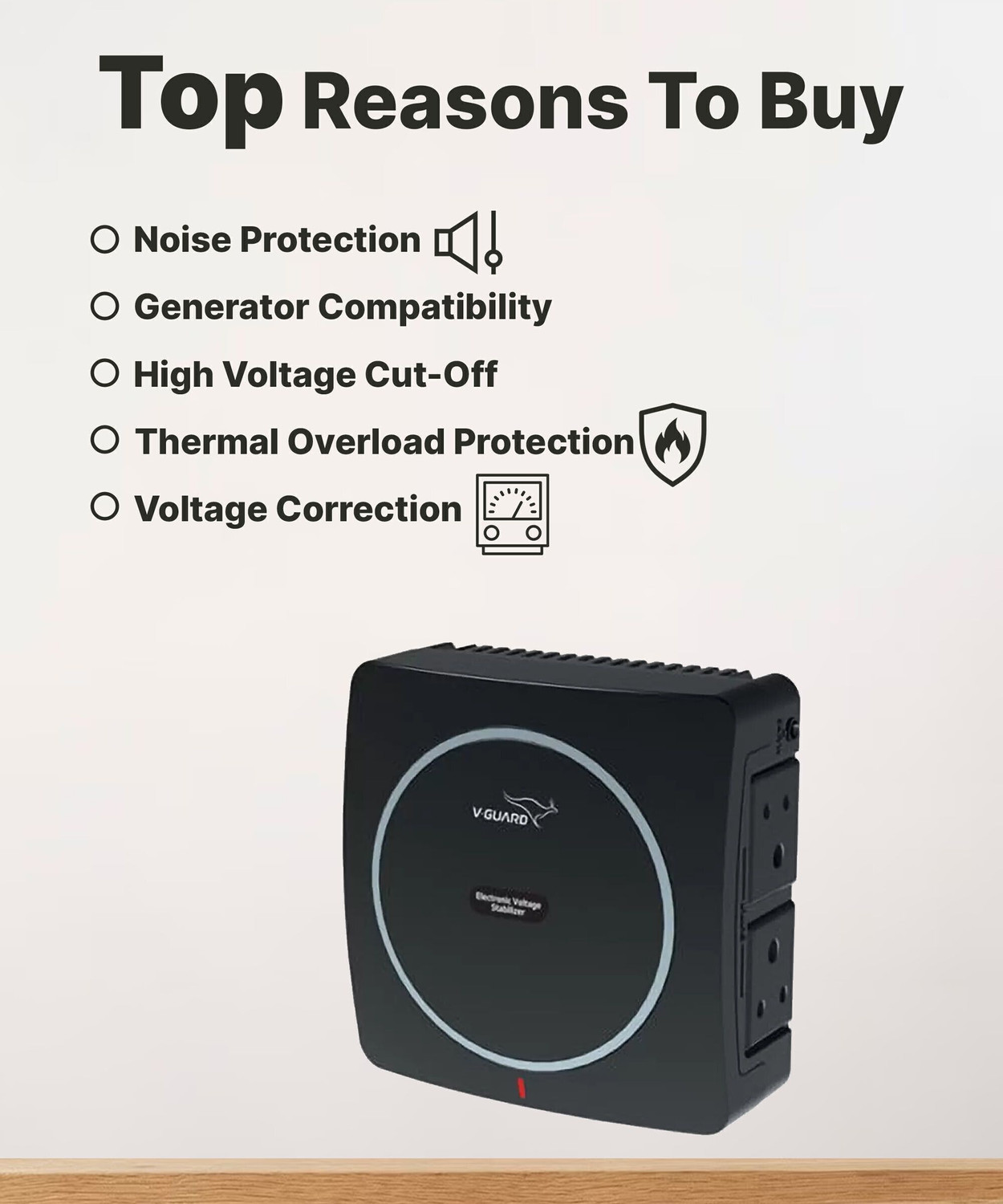 Image of V-Guard NEO CRYSTAL (FOR 43 inch SMART / LED TV) VOLTAGE STABILIZER (90V-290V)