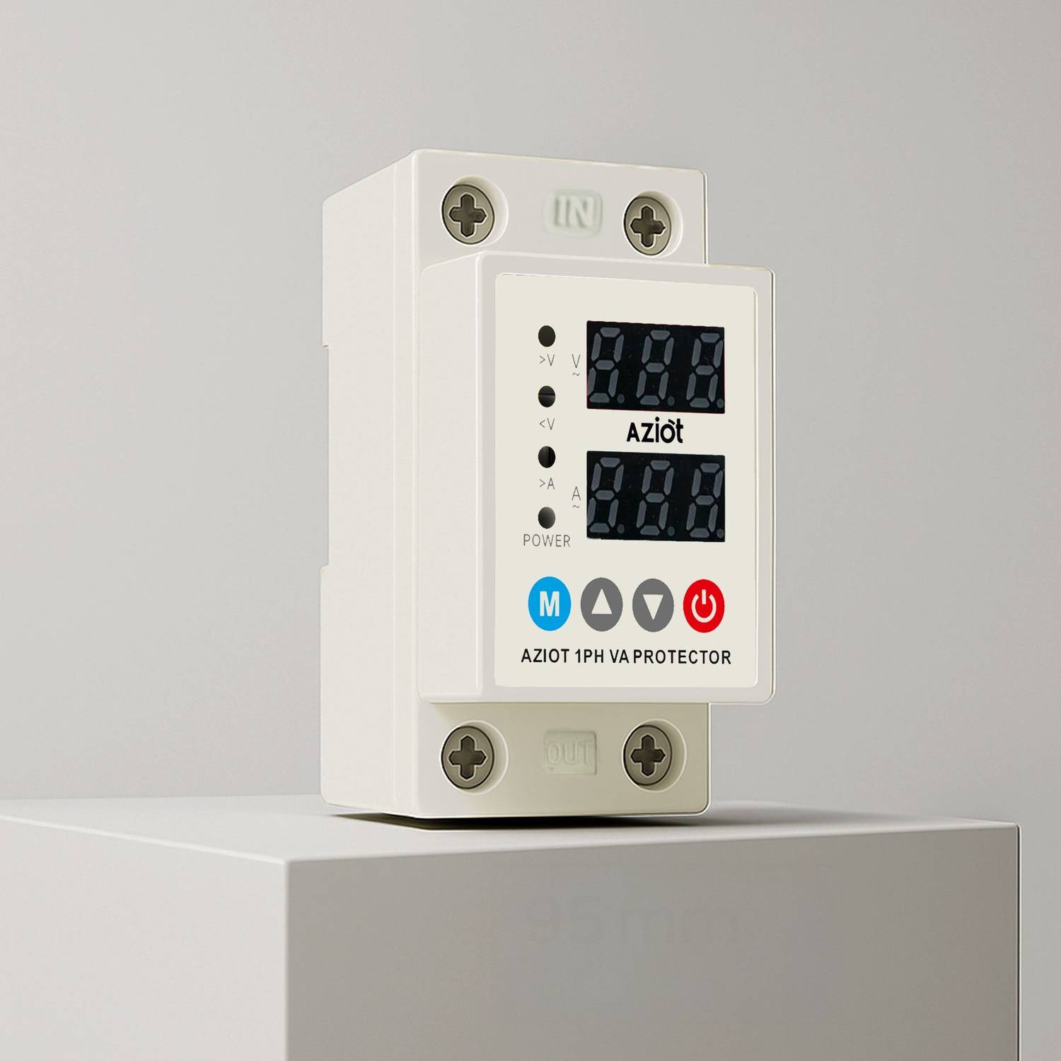 AZIOT AZ1PVA1 Over/Under Voltage Protection 220V, 63A with Auto Re-Connect LED Display
